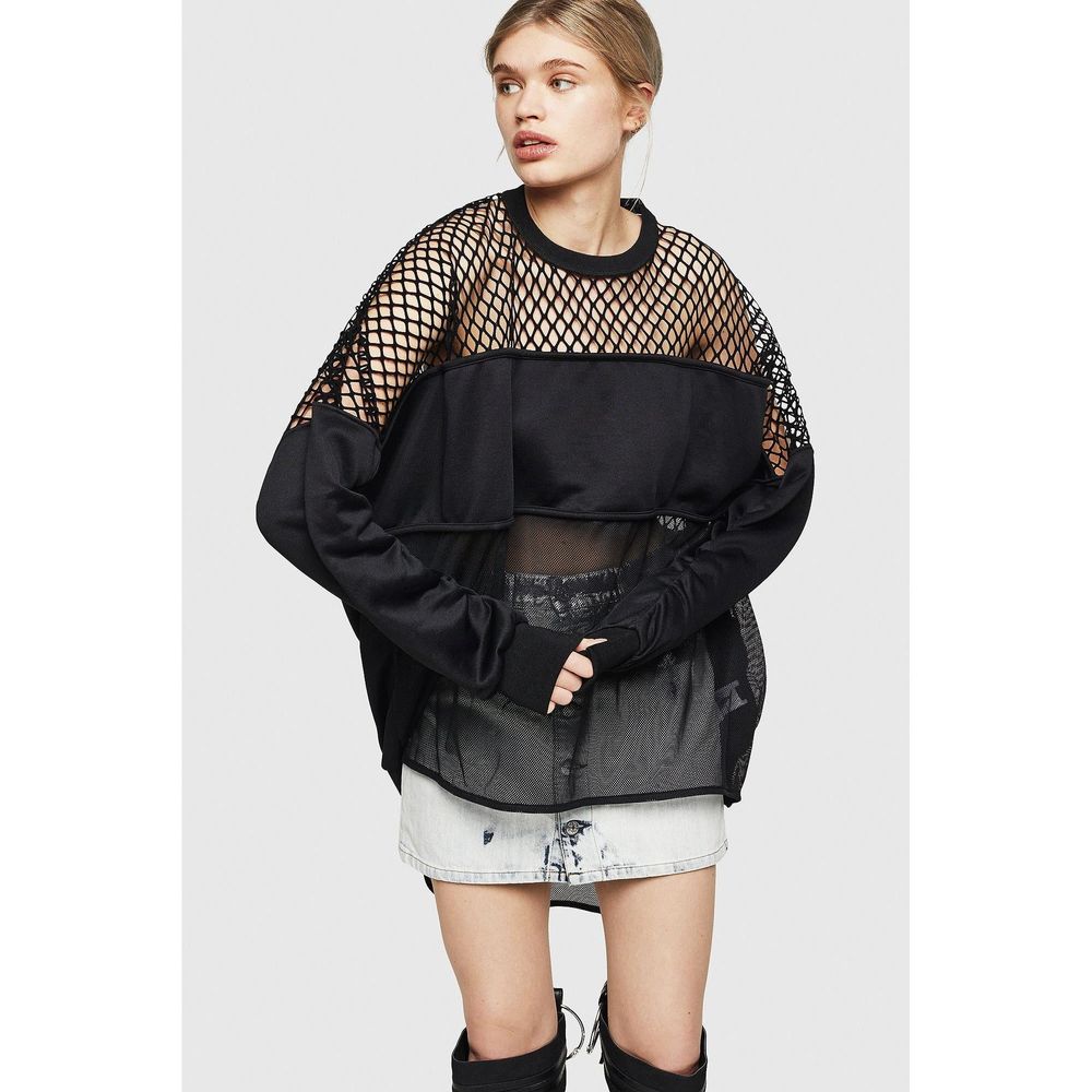 Diesel Black Cotton Polyester Mesh Sweatshirt
