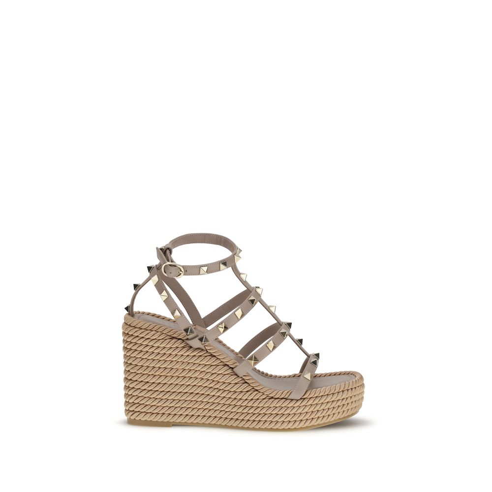 Valentino Garavani Beige Calf Leather Bos Taurus Espadrilles - Luxe Nova