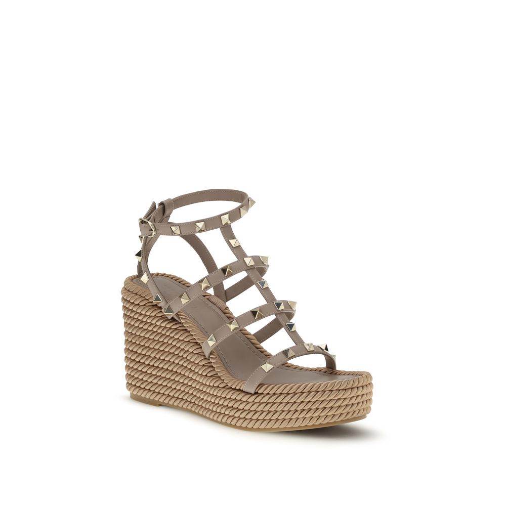Valentino Garavani Beige Calf Leather Bos Taurus Espadrilles - Luxe Nova