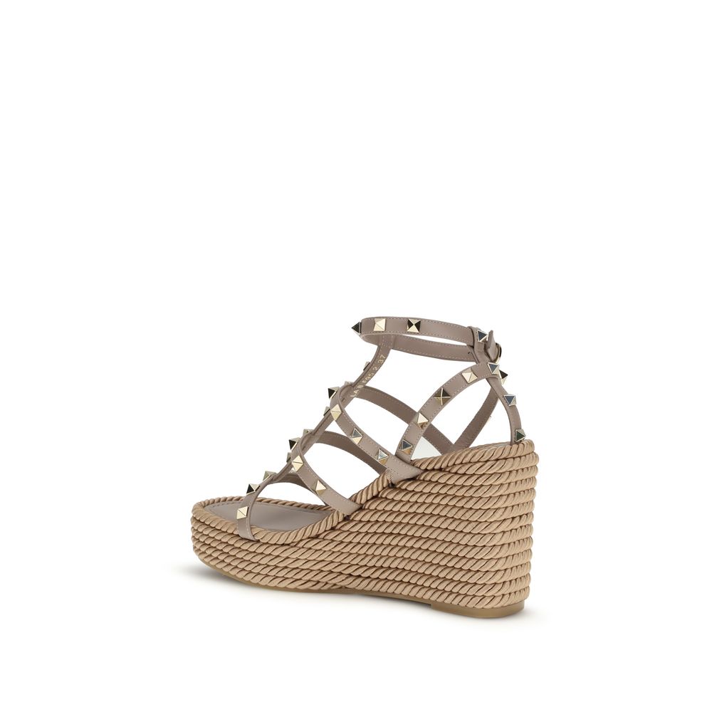Valentino Garavani Beige Calf Leather Bos Taurus Espadrilles - Luxe Nova