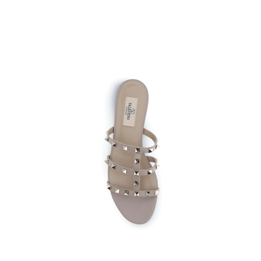 Valentino Garavani Beige Calf Leather Bos Taurus Flat Sandals - Luxe Nova