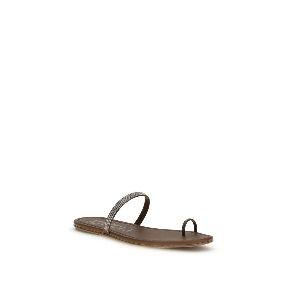 Pedro García Brown Silk Sandals - Luxe Nova