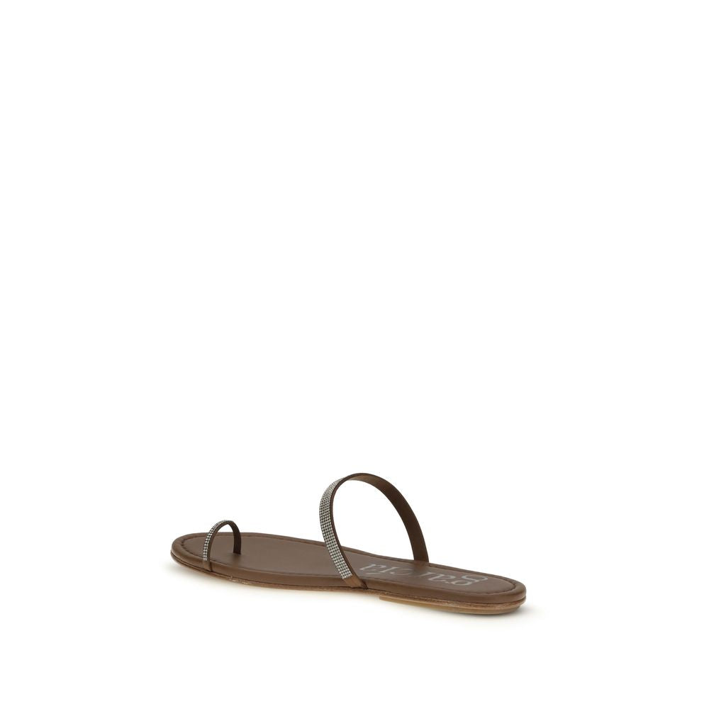 Pedro García Brown Silk Sandals - Luxe Nova