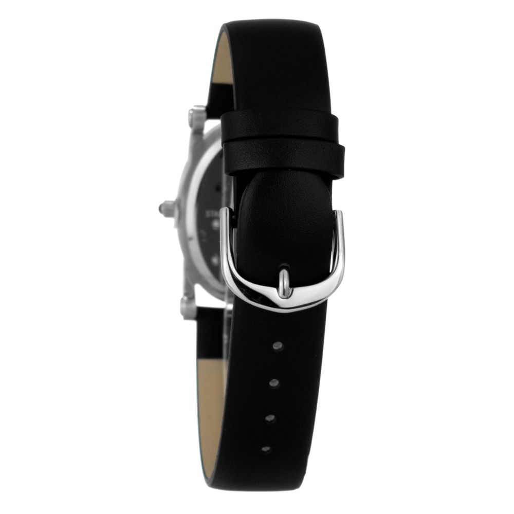JUSTINA Black Leather Dress Watch