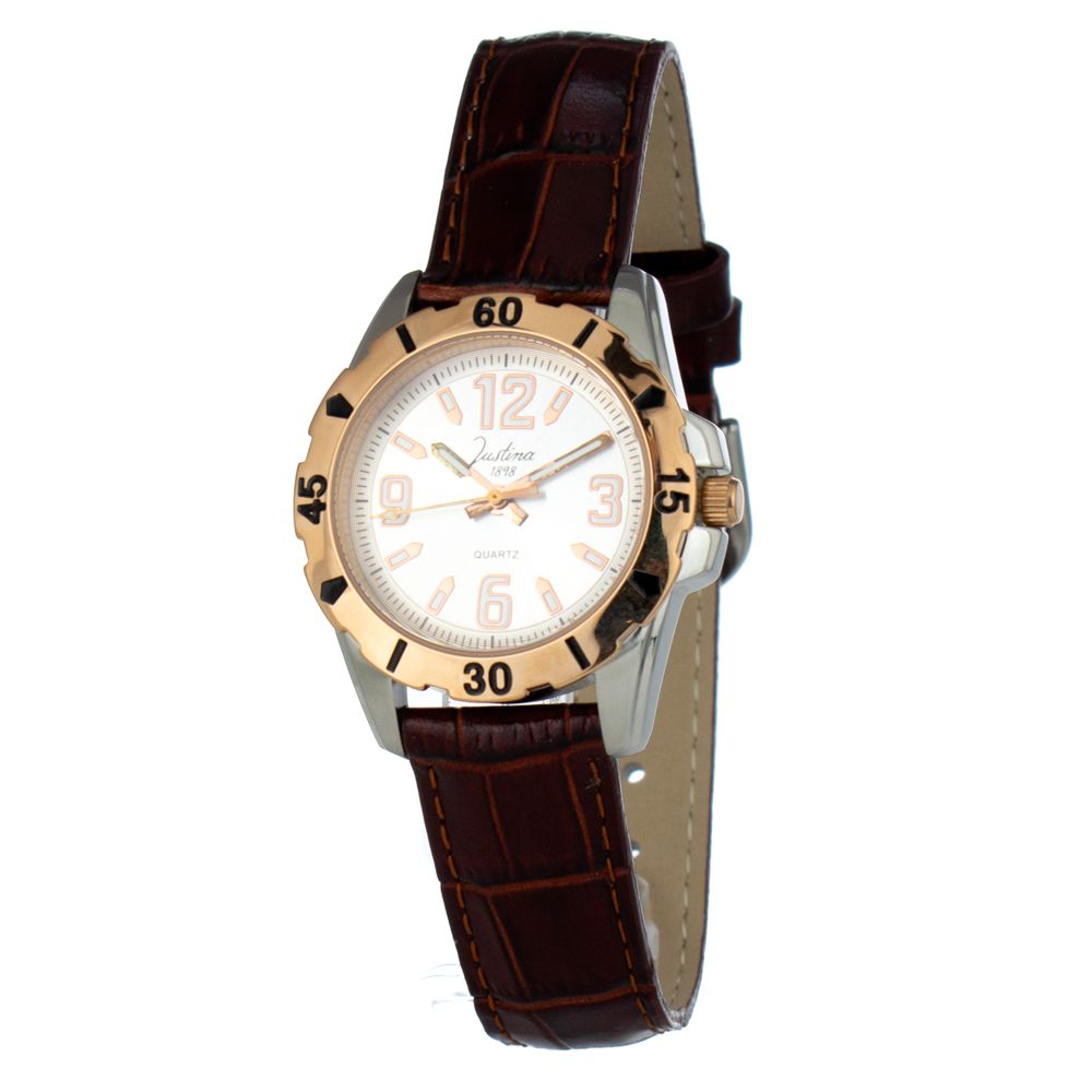 JUSTINA Brown Leather Dress Watch