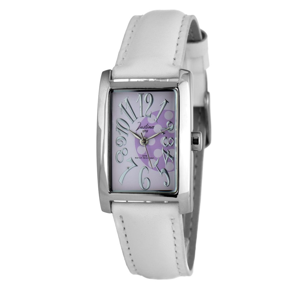 JUSTINA White Leather Dress Watch