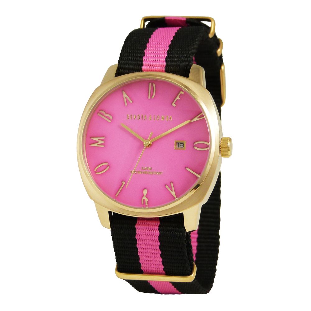 DEVOTA & LOMBA Black Nylon Dress Watch