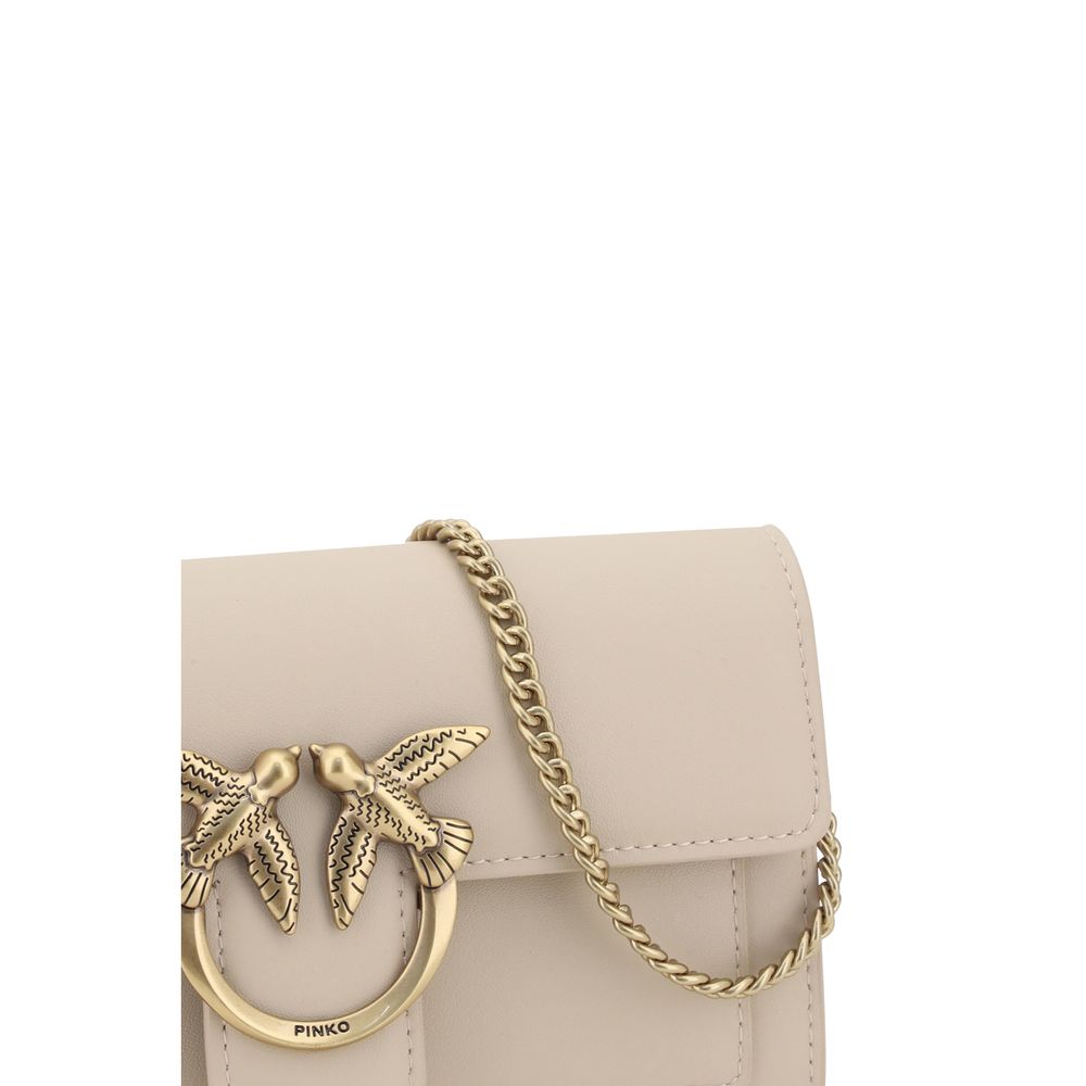 PINKO Beige Calf Leather Bos Taurus Shoulder Bag