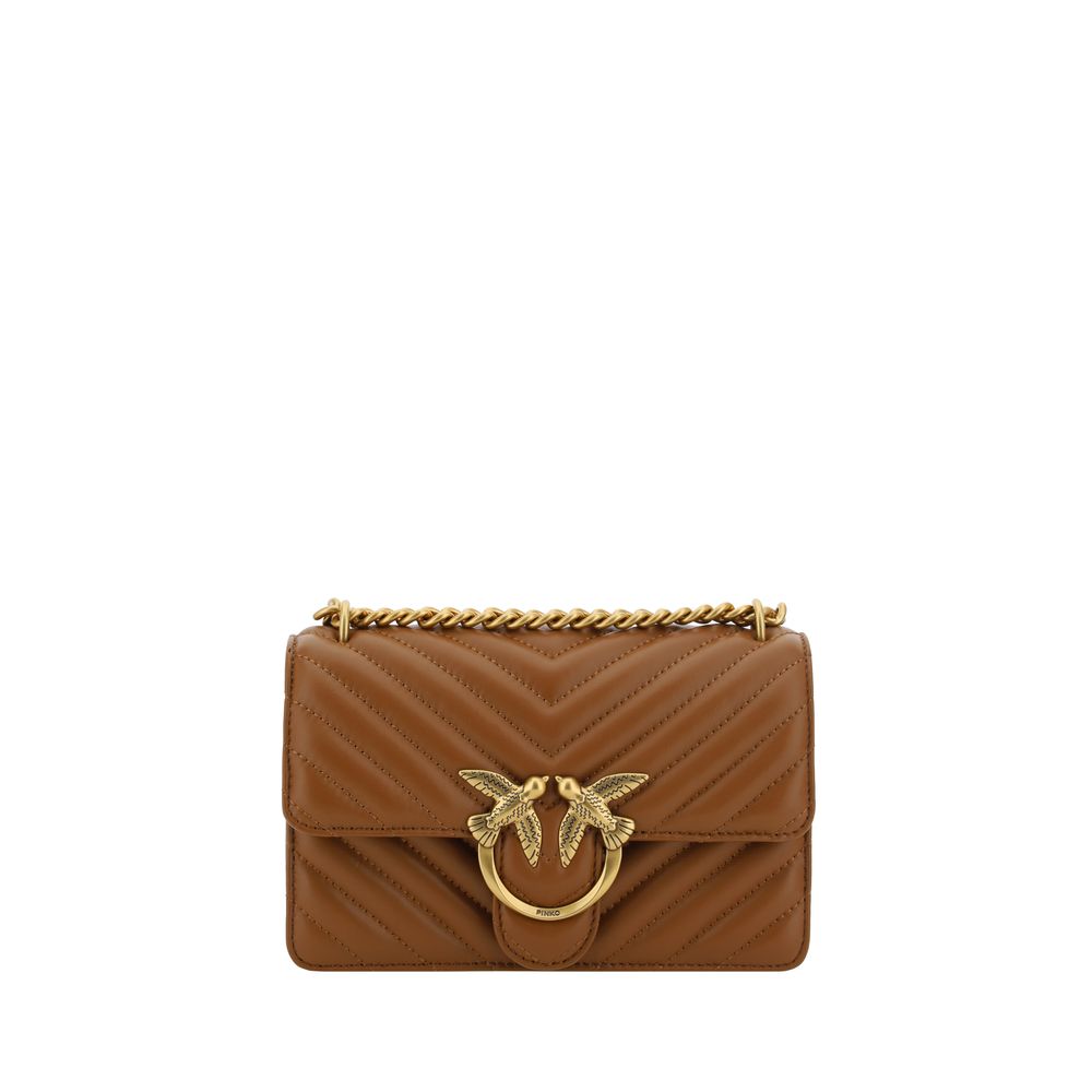 PINKO Brown Calf Leather Bos Taurus Shoulder Bag - Luxe Nova