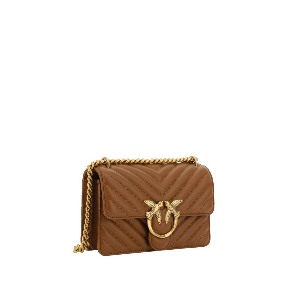PINKO Brown Calf Leather Bos Taurus Shoulder Bag - Luxe Nova