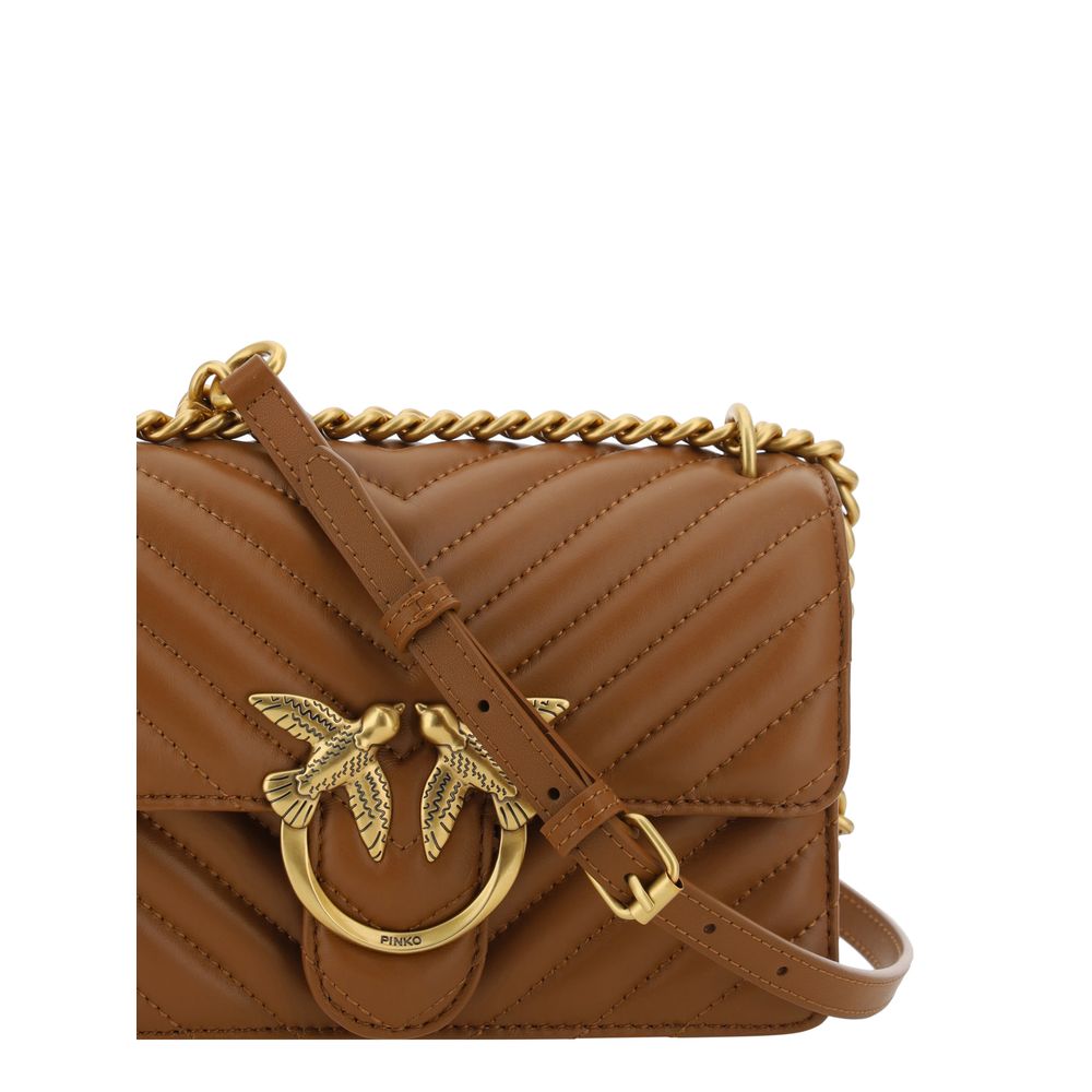 PINKO Brown Calf Leather Bos Taurus Shoulder Bag - Luxe Nova
