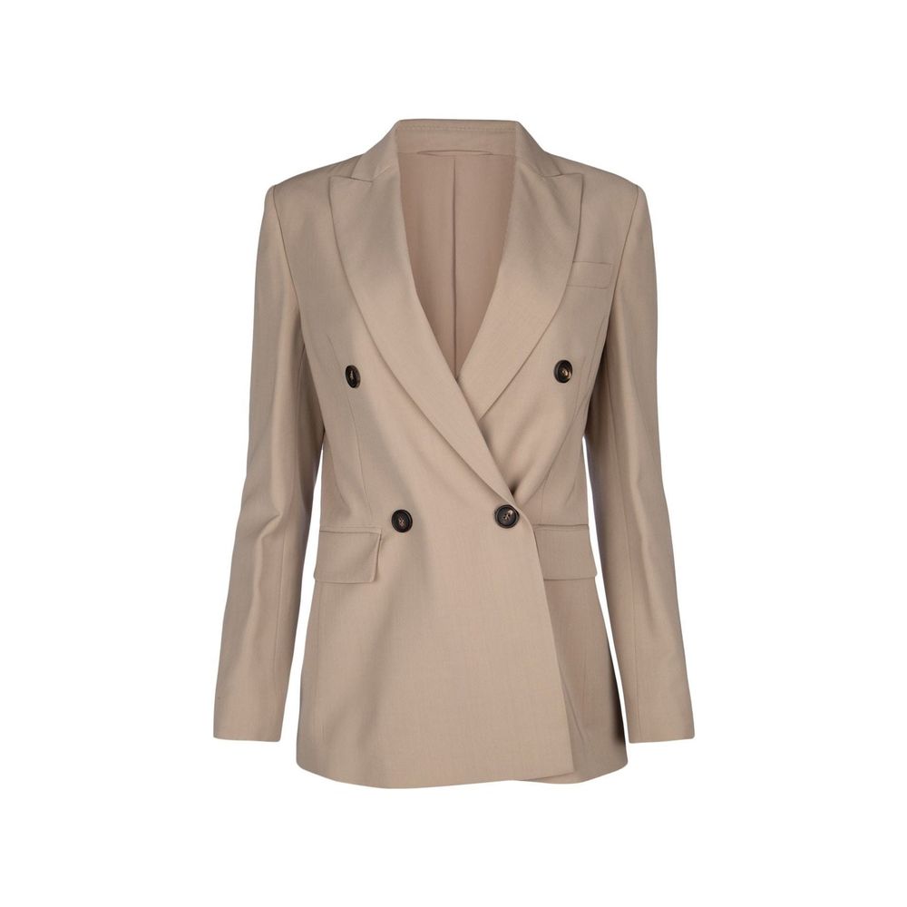 Brunello Cucinelli Beige Virgin Wool Jackets And Coat
