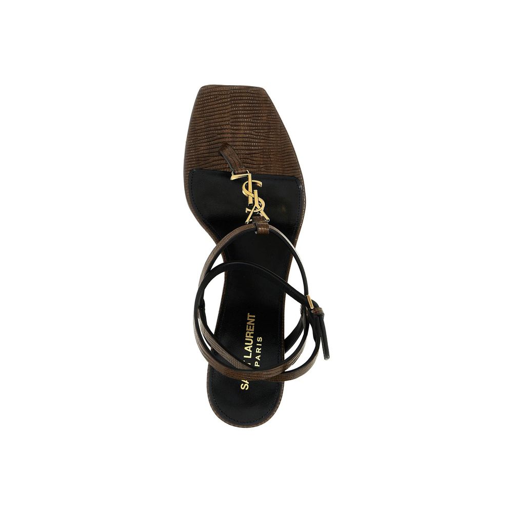 Saint Laurent Brown Calfskin Stiletto Heel Sandals