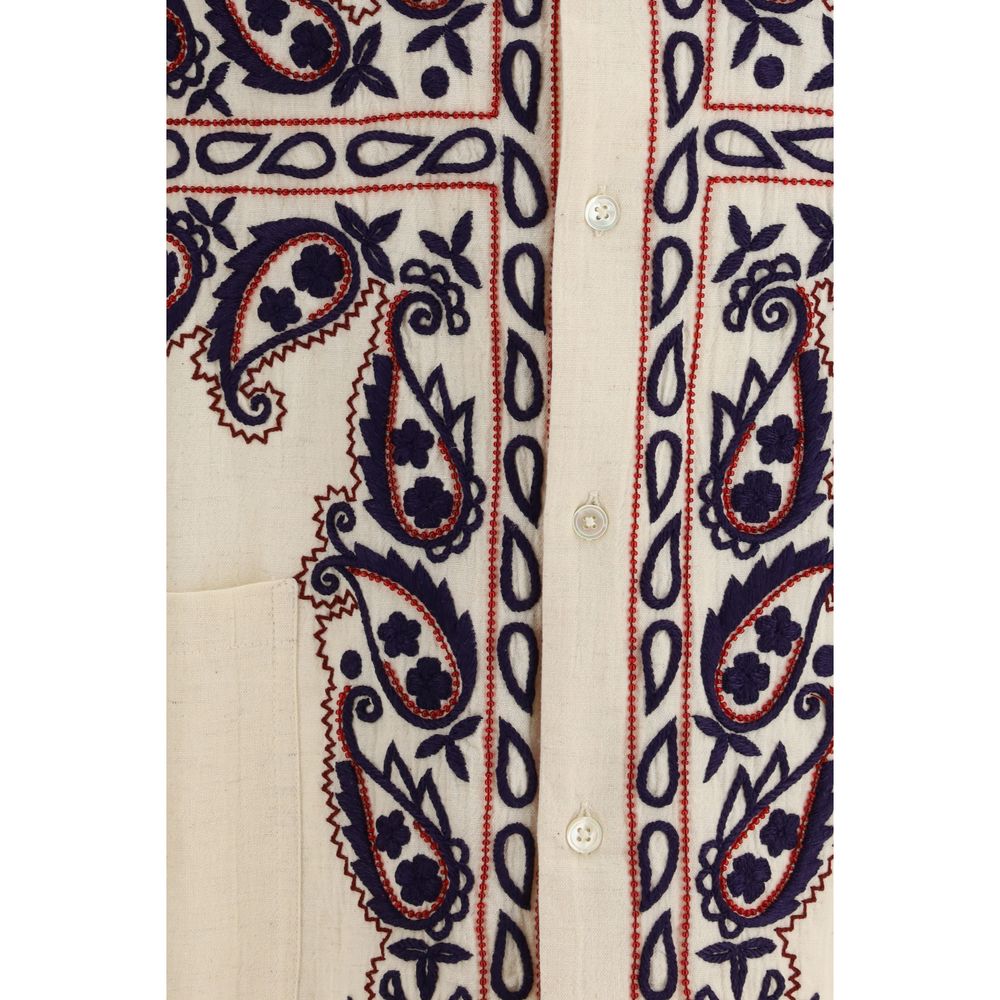 Baziszt Beige Silk Pattern Shirt