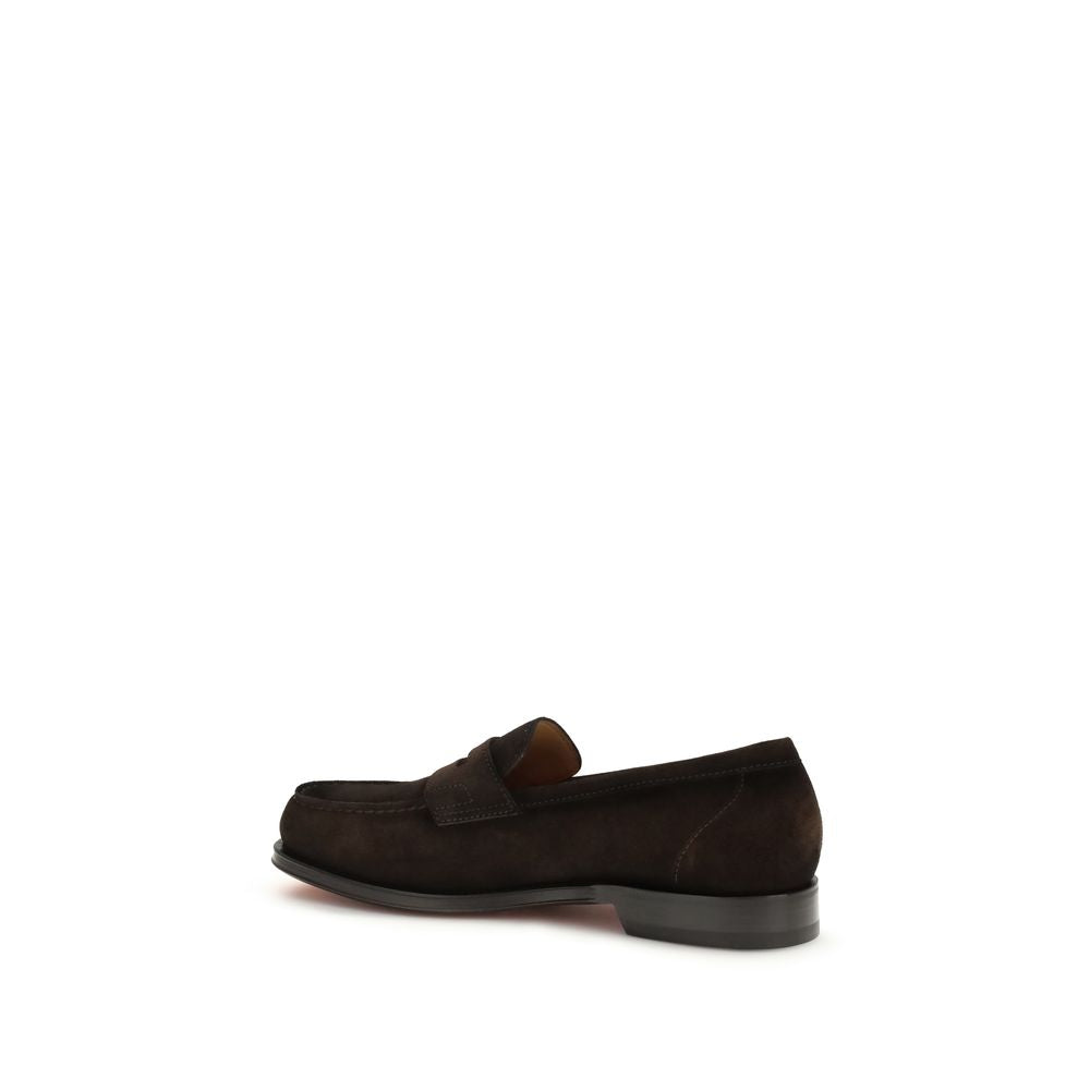 Santoni Brown Calf Leather Bos Taurus Slip-On Loafers - Luxe Nova