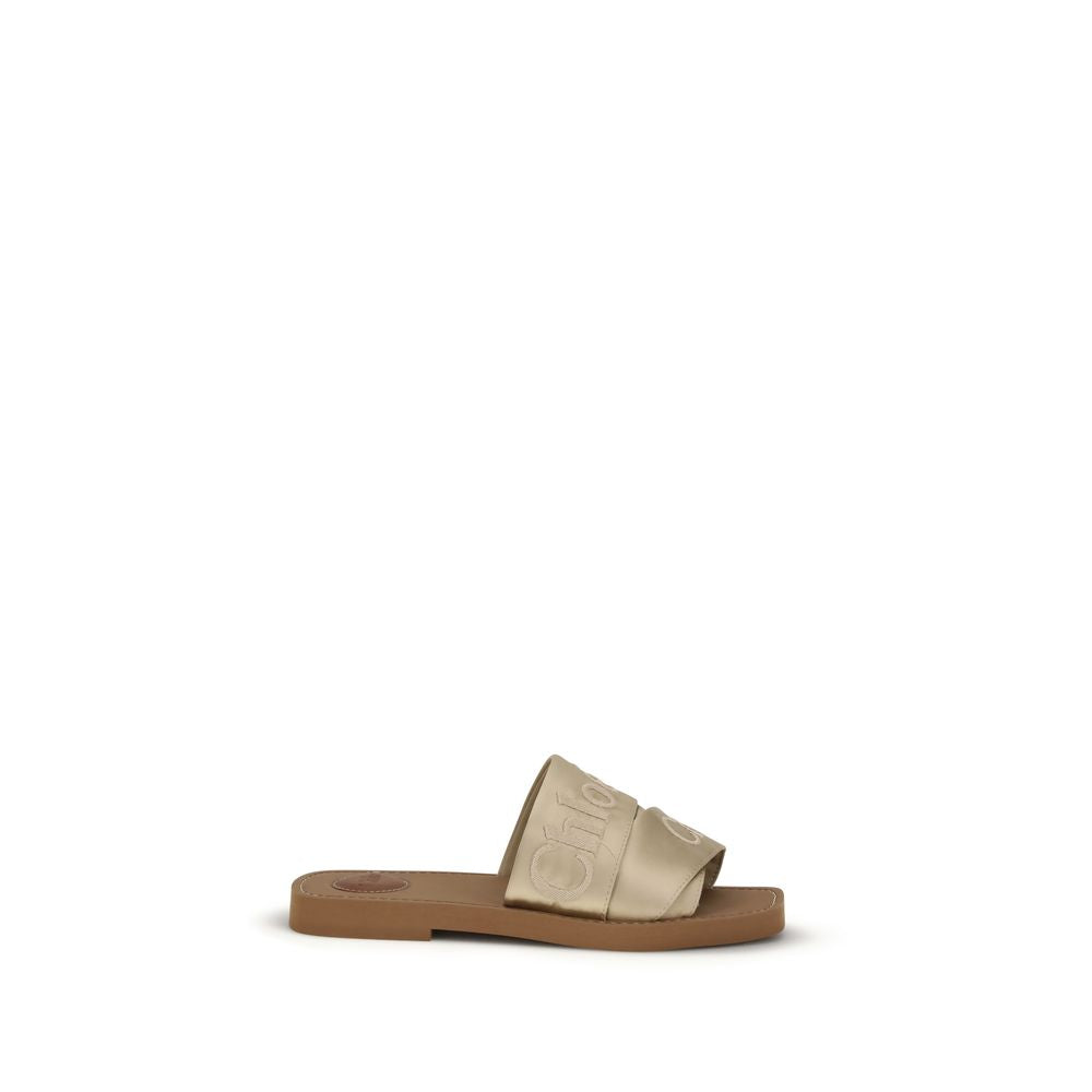 Chloé Gold Polyester Flat Sandals - Luxe Nova