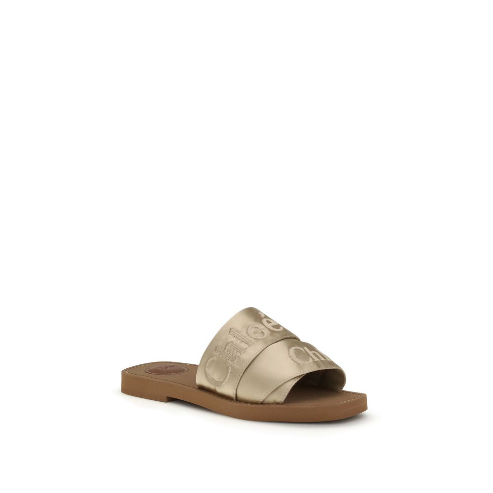 Chloé Gold Polyester Flat Sandals - Luxe Nova