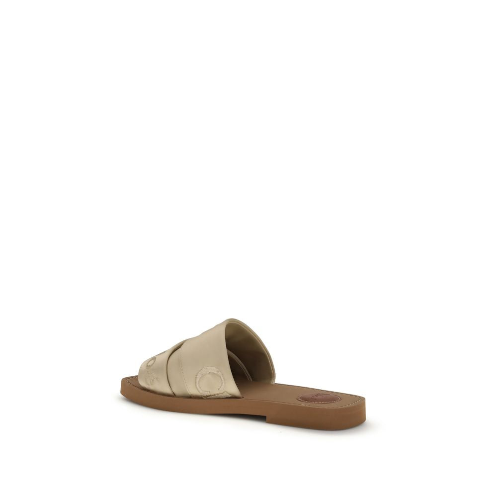 Chloé Gold Polyester Flat Sandals - Luxe Nova
