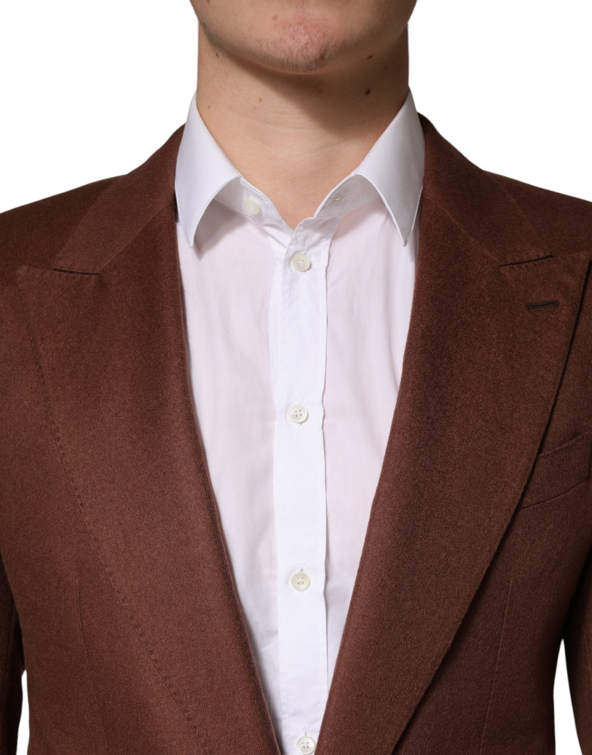 Dolce & Gabbana Brown Cashmere Single Breasted Jacket Blazer