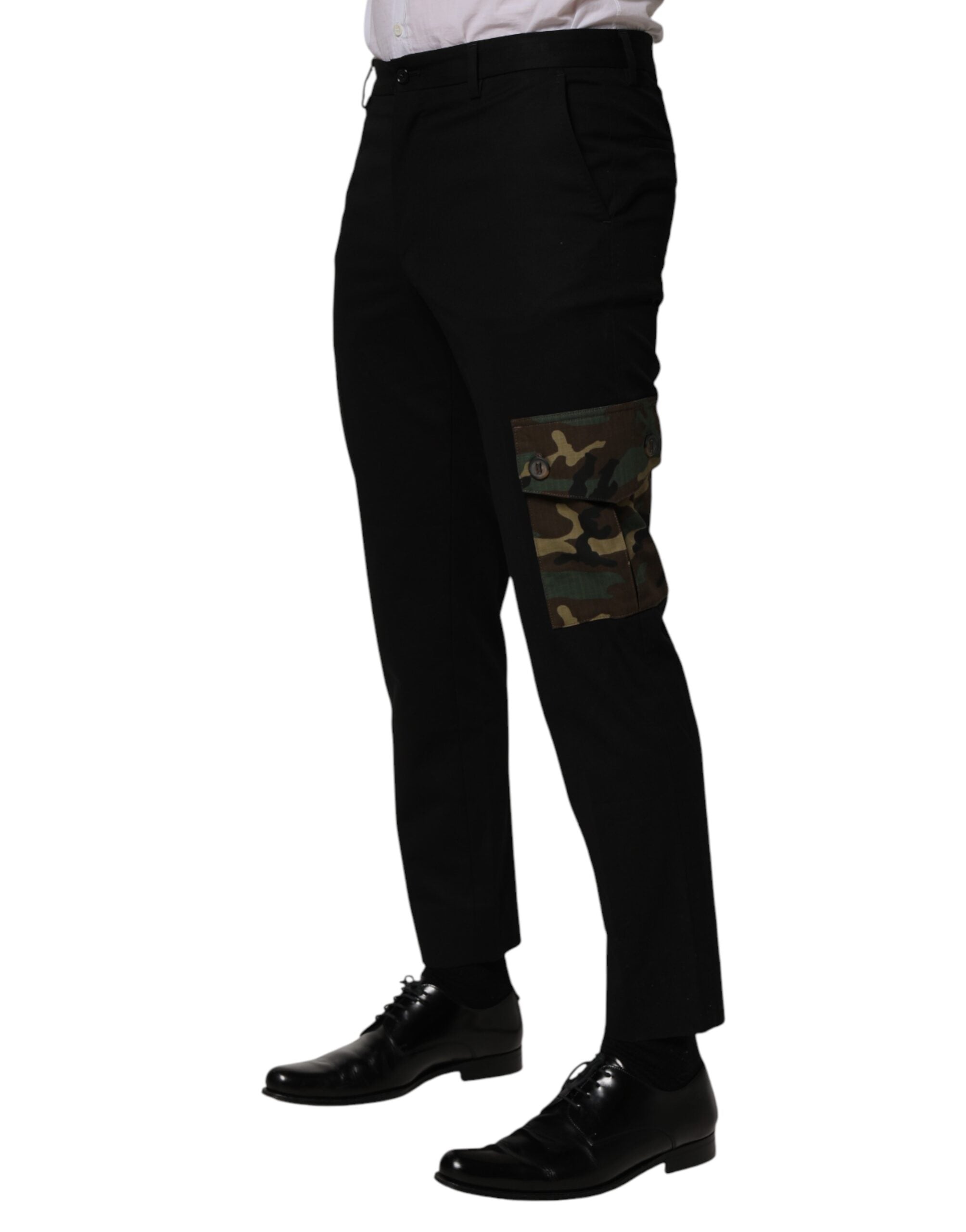 Dolce & Gabbana Black Cotton Skinny Dress Cargo Trouser Pants