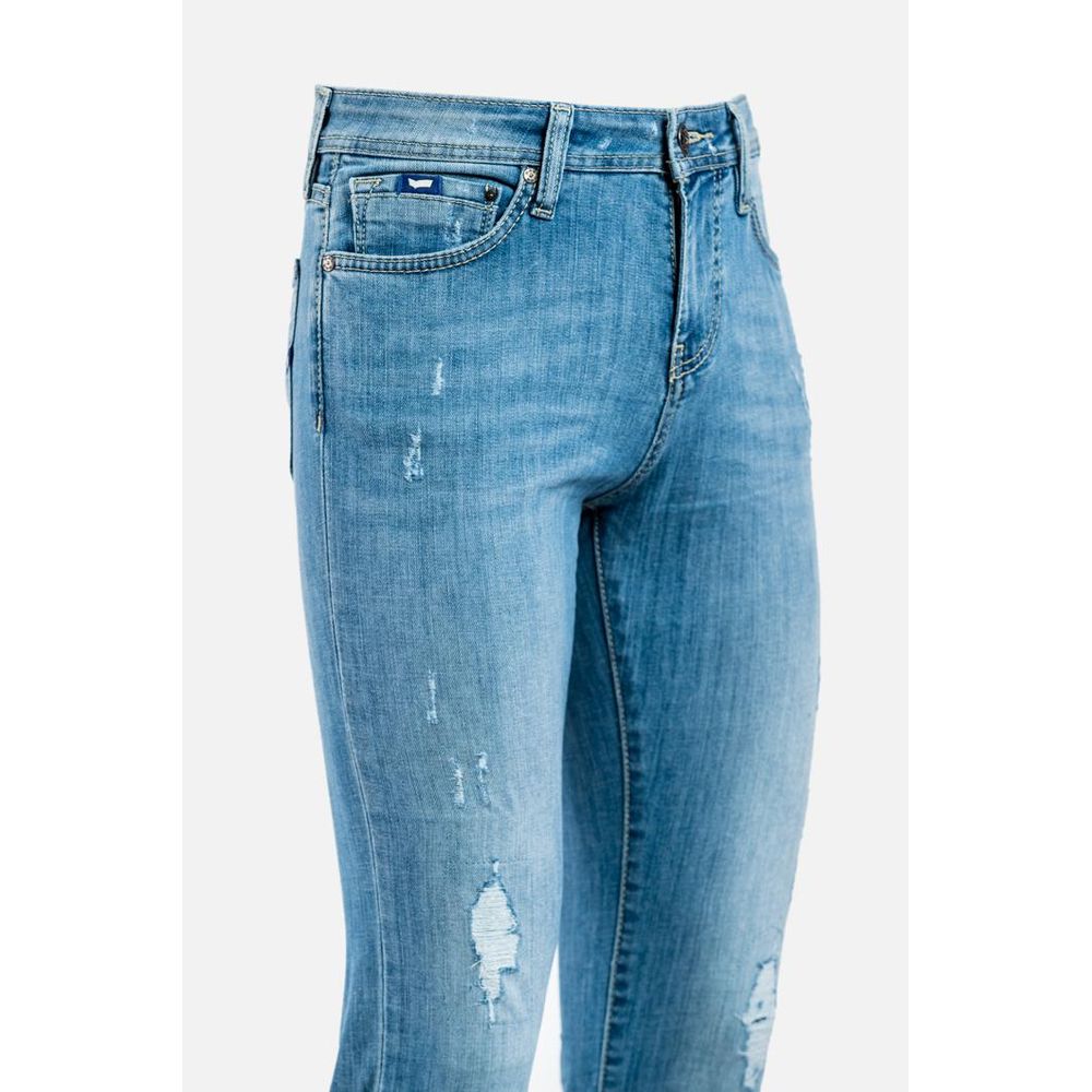 Gas Blue Cotton Skinny Jeans