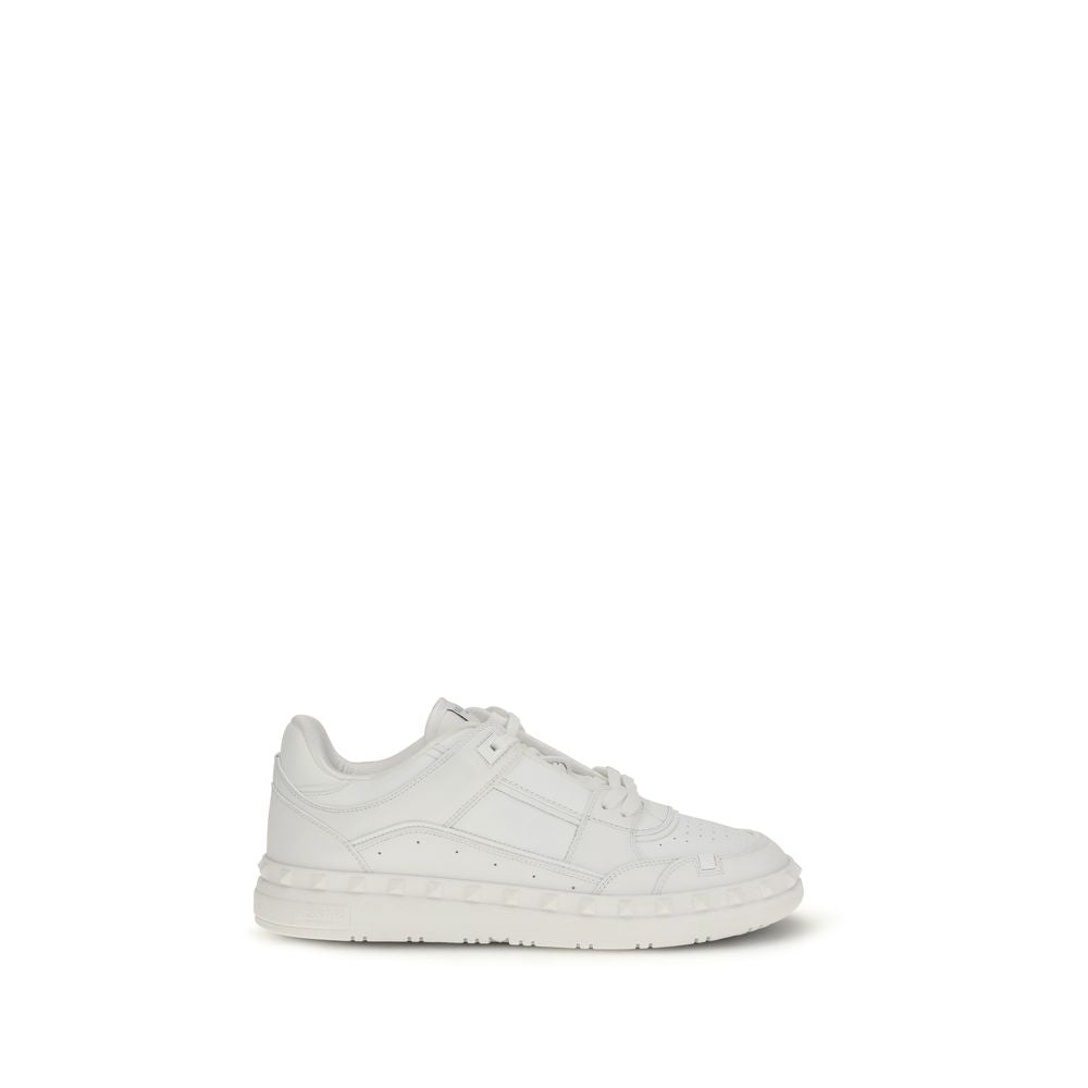 Valentino Garavani White Calf Leather Bos Taurus Low Top Sneakers - Luxe Nova