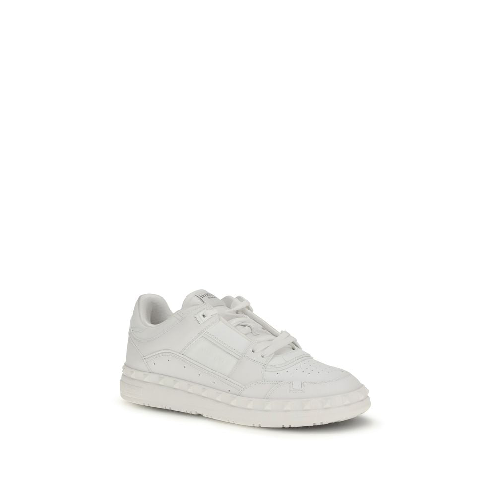 Valentino Garavani White Calf Leather Bos Taurus Low Top Sneakers - Luxe Nova