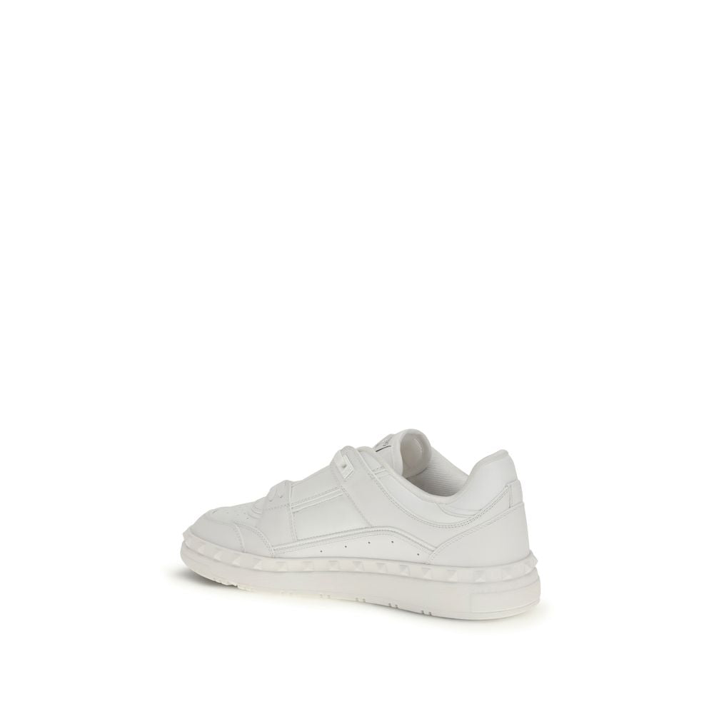 Valentino Garavani White Calf Leather Bos Taurus Low Top Sneakers - Luxe Nova