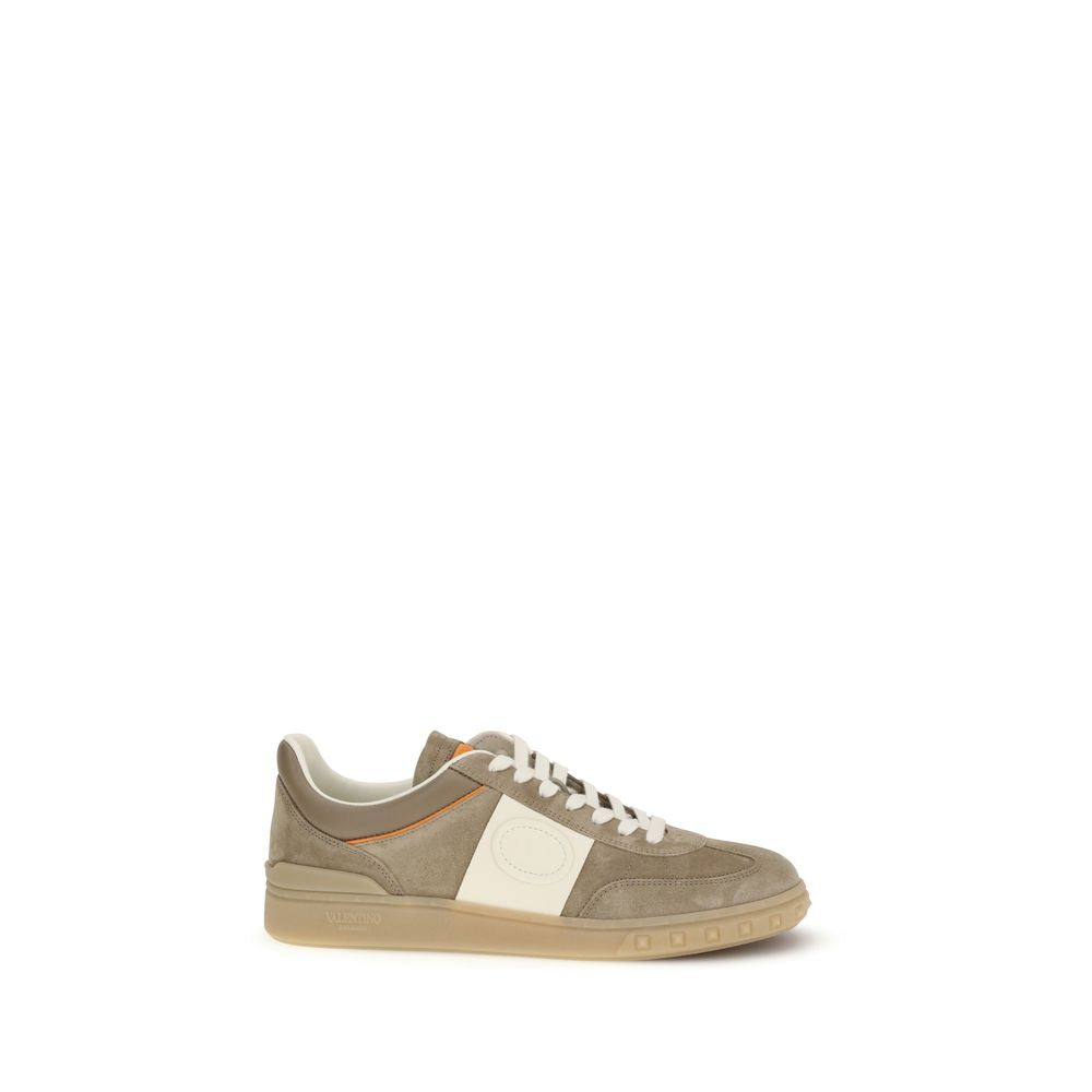 Valentino Garavani Beige Calf Leather Bos Taurus Low Top Sneakers - Luxe Nova
