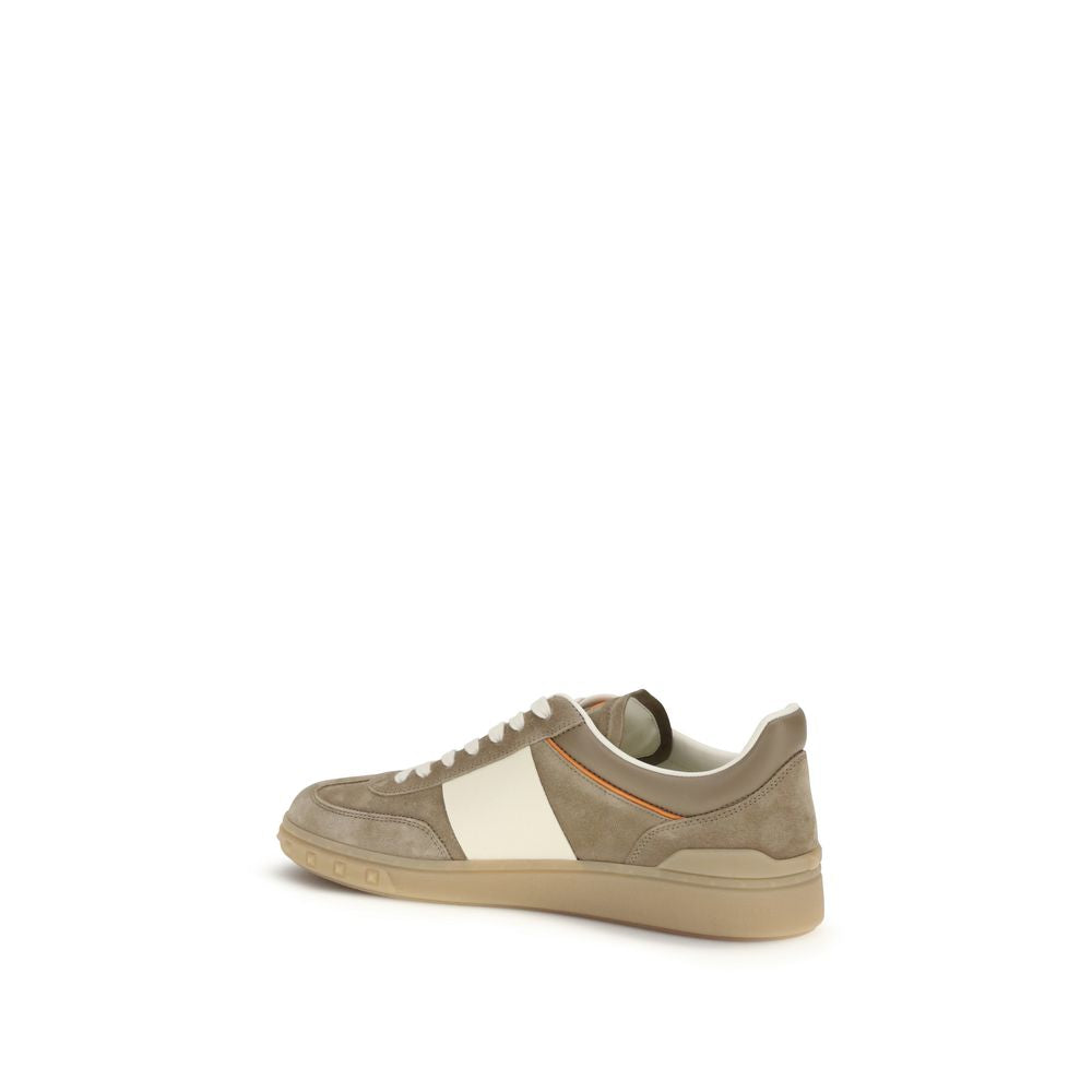 Valentino Garavani Beige Calf Leather Bos Taurus Low Top Sneakers - Luxe Nova
