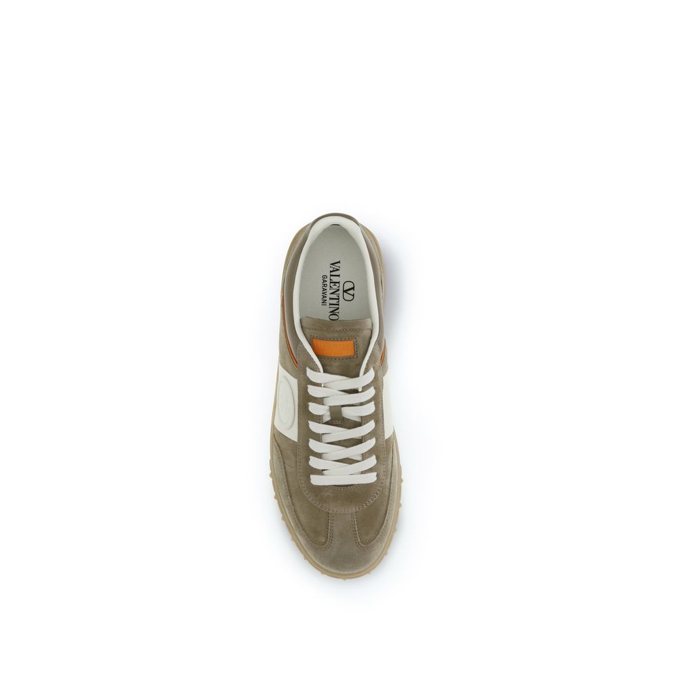 Valentino Garavani Beige Calf Leather Bos Taurus Low Top Sneakers - Luxe Nova