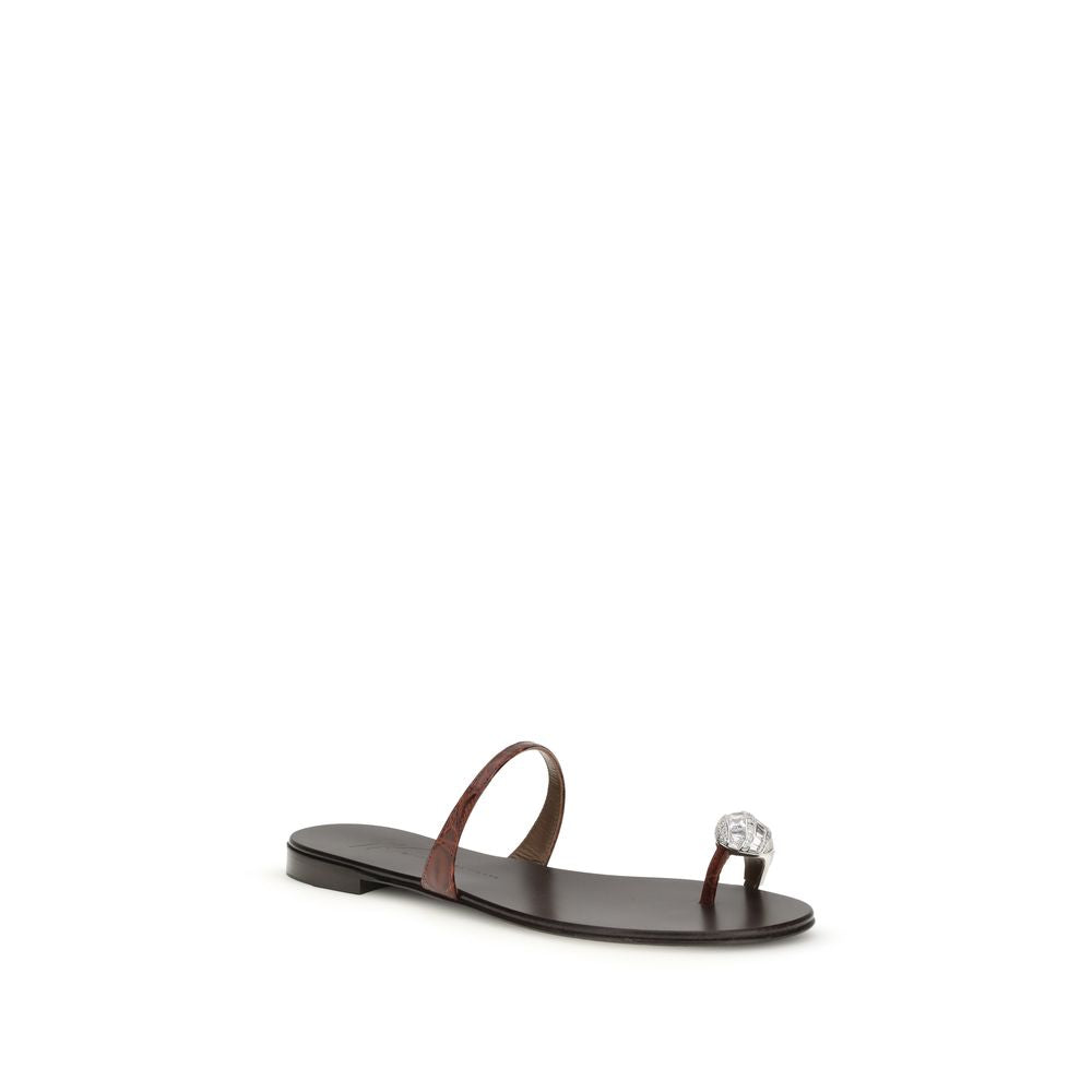 Giuseppe Zanotti Brown Calf Leather Bos Taurus Sandals - Luxe Nova