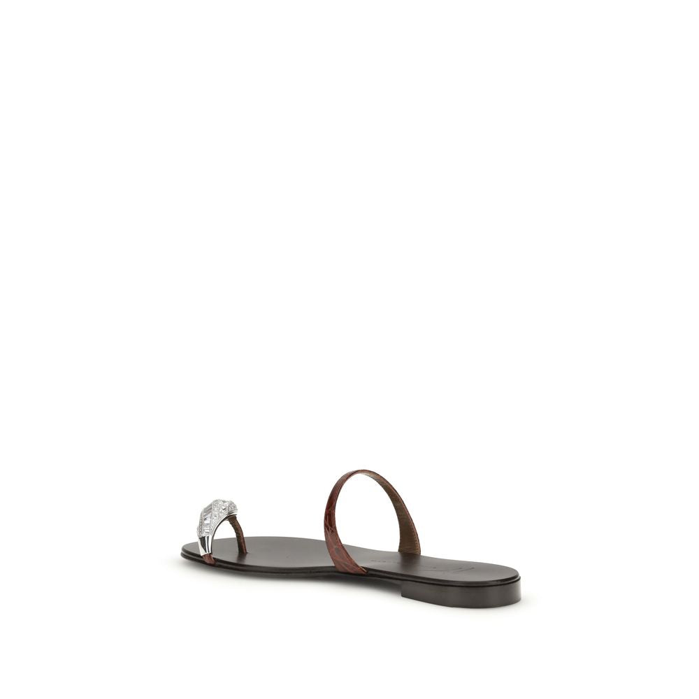 Giuseppe Zanotti Brown Calf Leather Bos Taurus Sandals - Luxe Nova