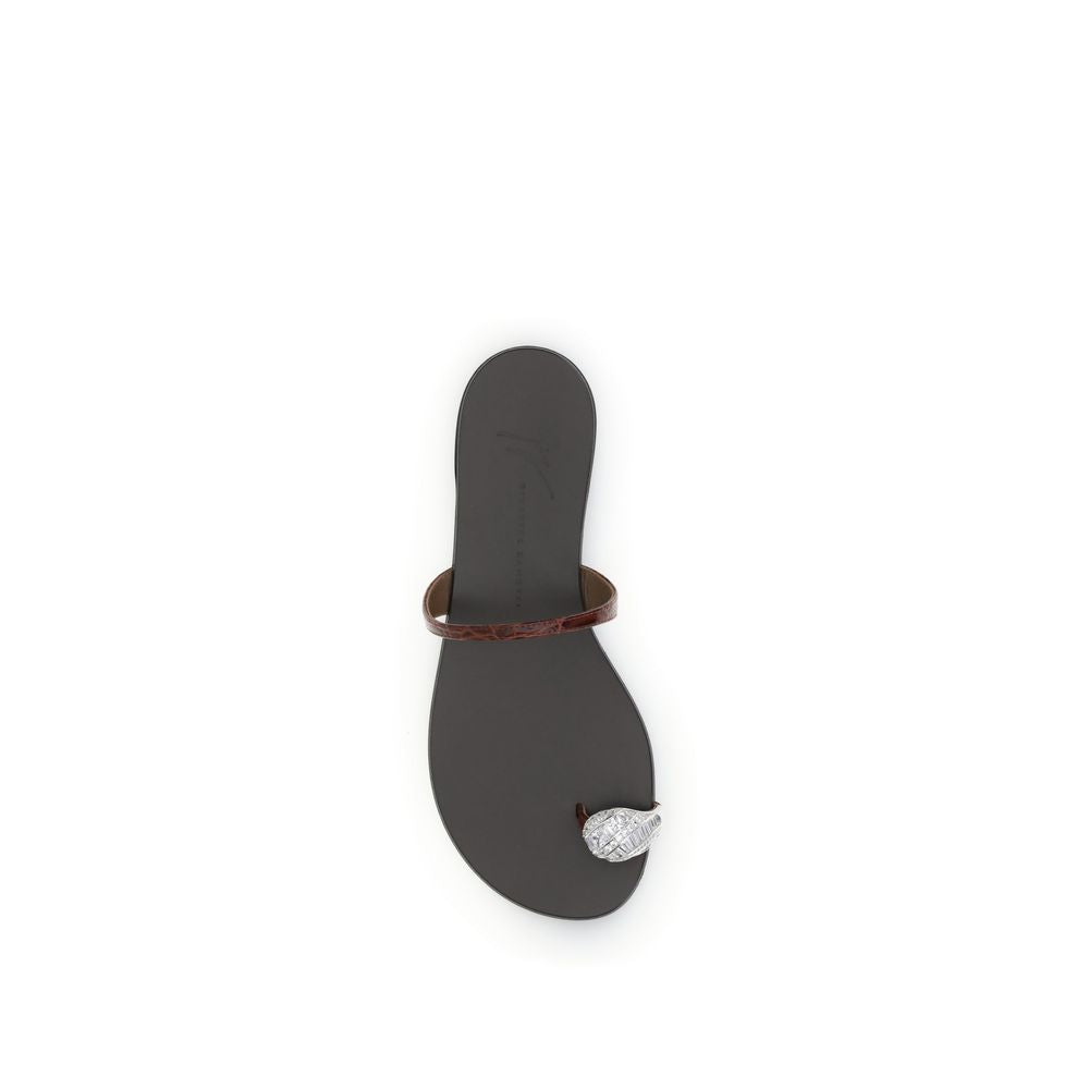 Giuseppe Zanotti Brown Calf Leather Bos Taurus Sandals - Luxe Nova