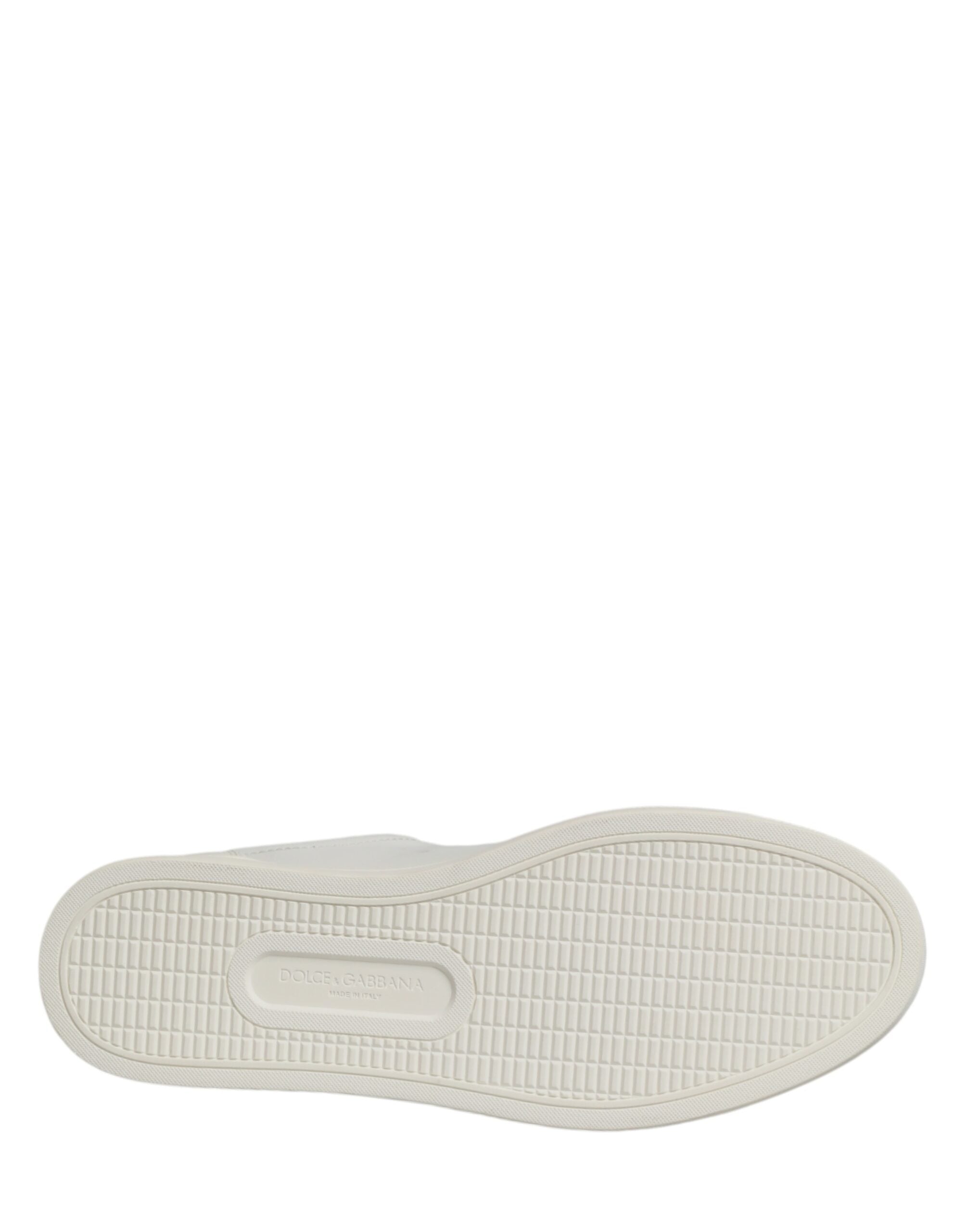 Dolce & Gabbana White Leather Sacred Heart Patch Sneakers Shoes - Luxe Nova