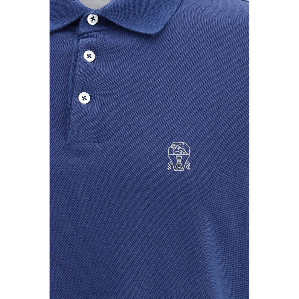 Brunello Cucinelli Blue Cotton Polo Shirt - Luxe Nova
