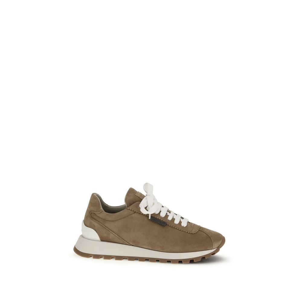 Brunello Cucinelli Beige Calf Leather Bos Taurus Platform Sneakers - Luxe Nova