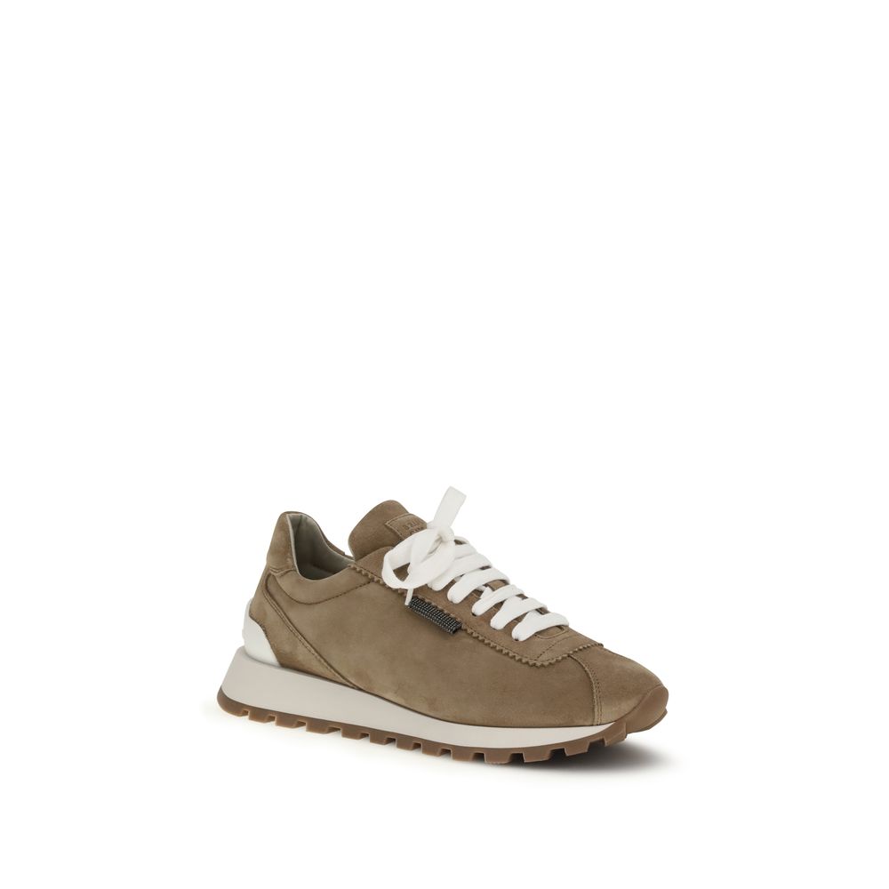 Brunello Cucinelli Beige Calf Leather Bos Taurus Platform Sneakers - Luxe Nova