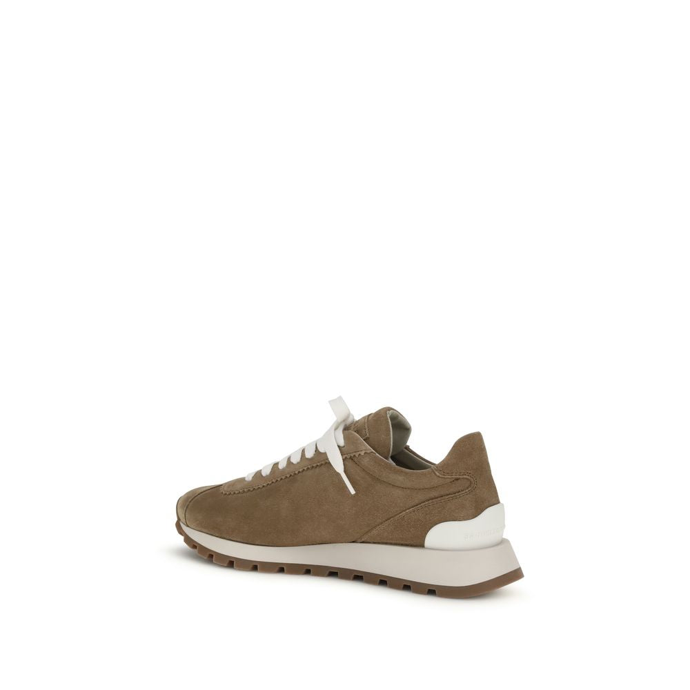 Brunello Cucinelli Beige Calf Leather Bos Taurus Platform Sneakers - Luxe Nova