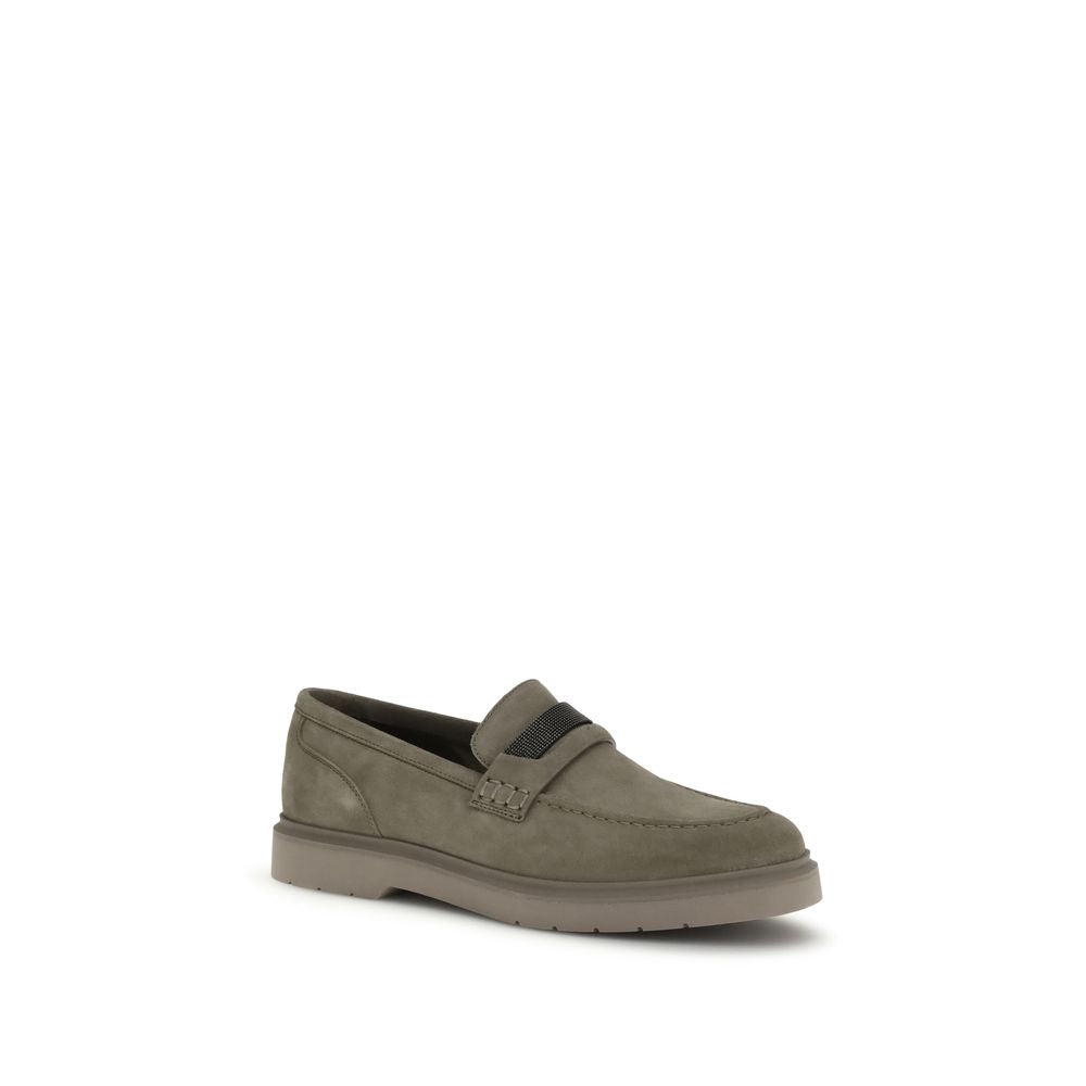 Brunello Cucinelli Beige Calf Leather Bos Taurus Slip-On Loafers - Luxe Nova