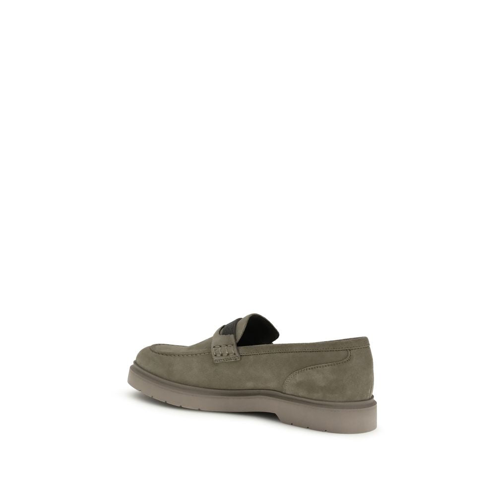 Brunello Cucinelli Beige Calf Leather Bos Taurus Slip-On Loafers - Luxe Nova