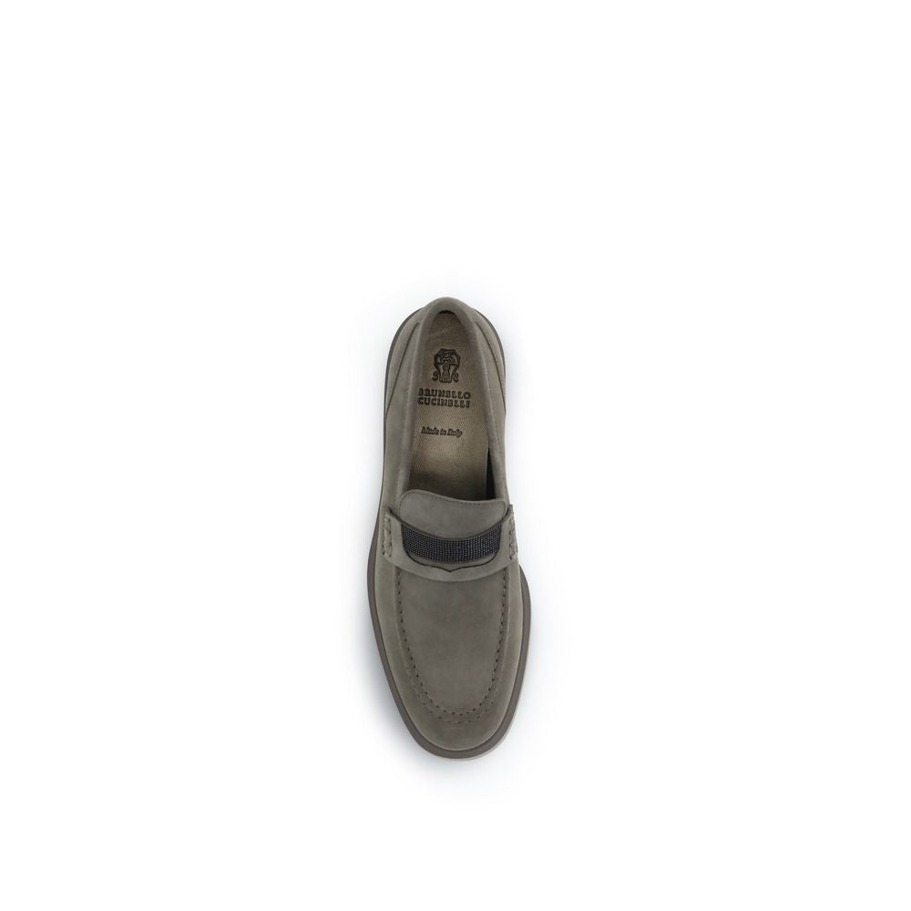 Brunello Cucinelli Beige Calf Leather Bos Taurus Slip-On Loafers - Luxe Nova