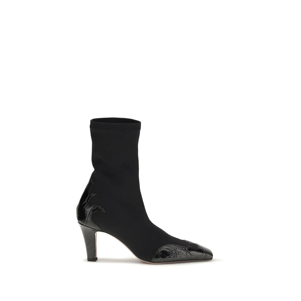 Paris Texas Black Calf Leather Bos Taurus Ankle Boots - Luxe Nova