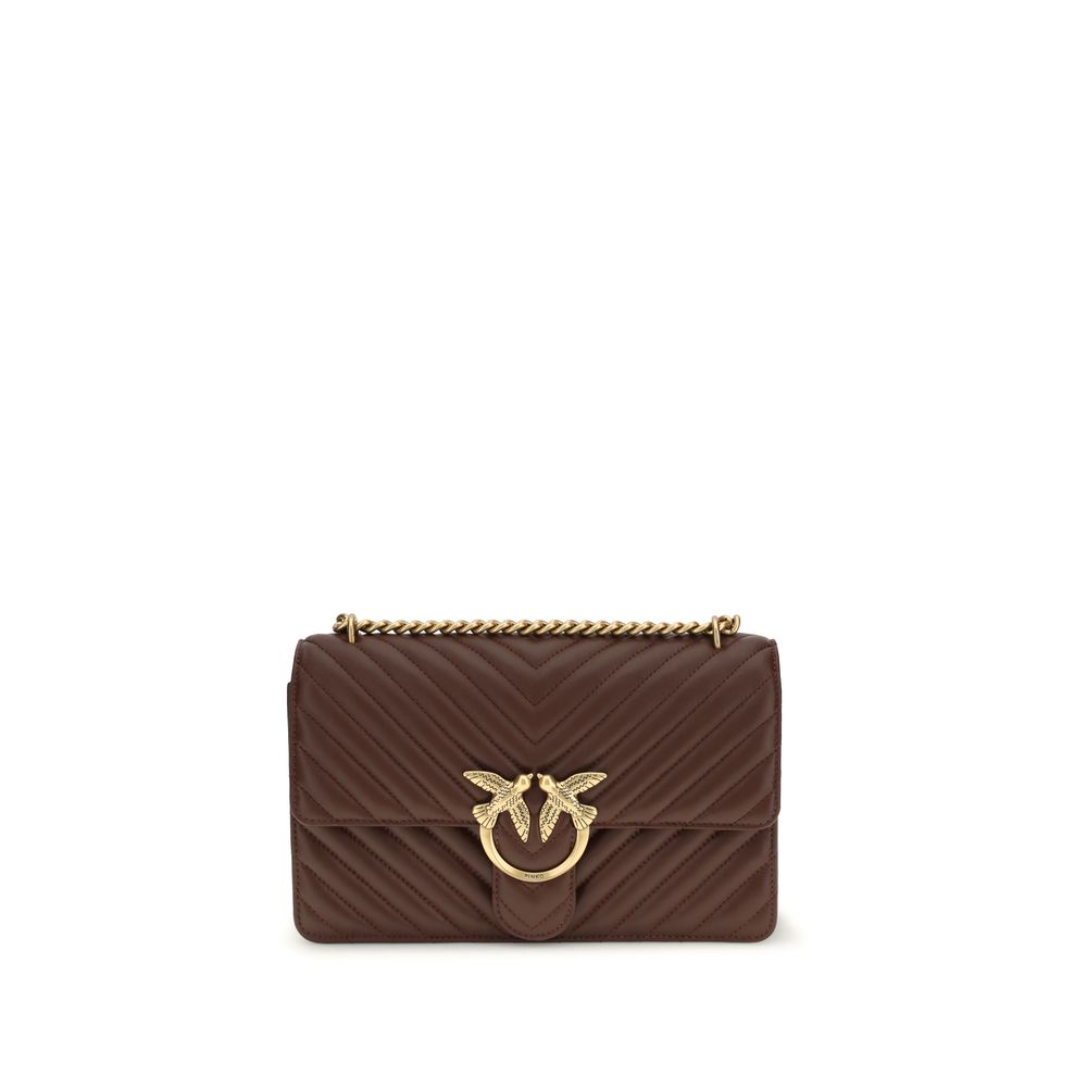 PINKO Brown Calf Leather Bos Taurus Shoulder Bag - Luxe Nova