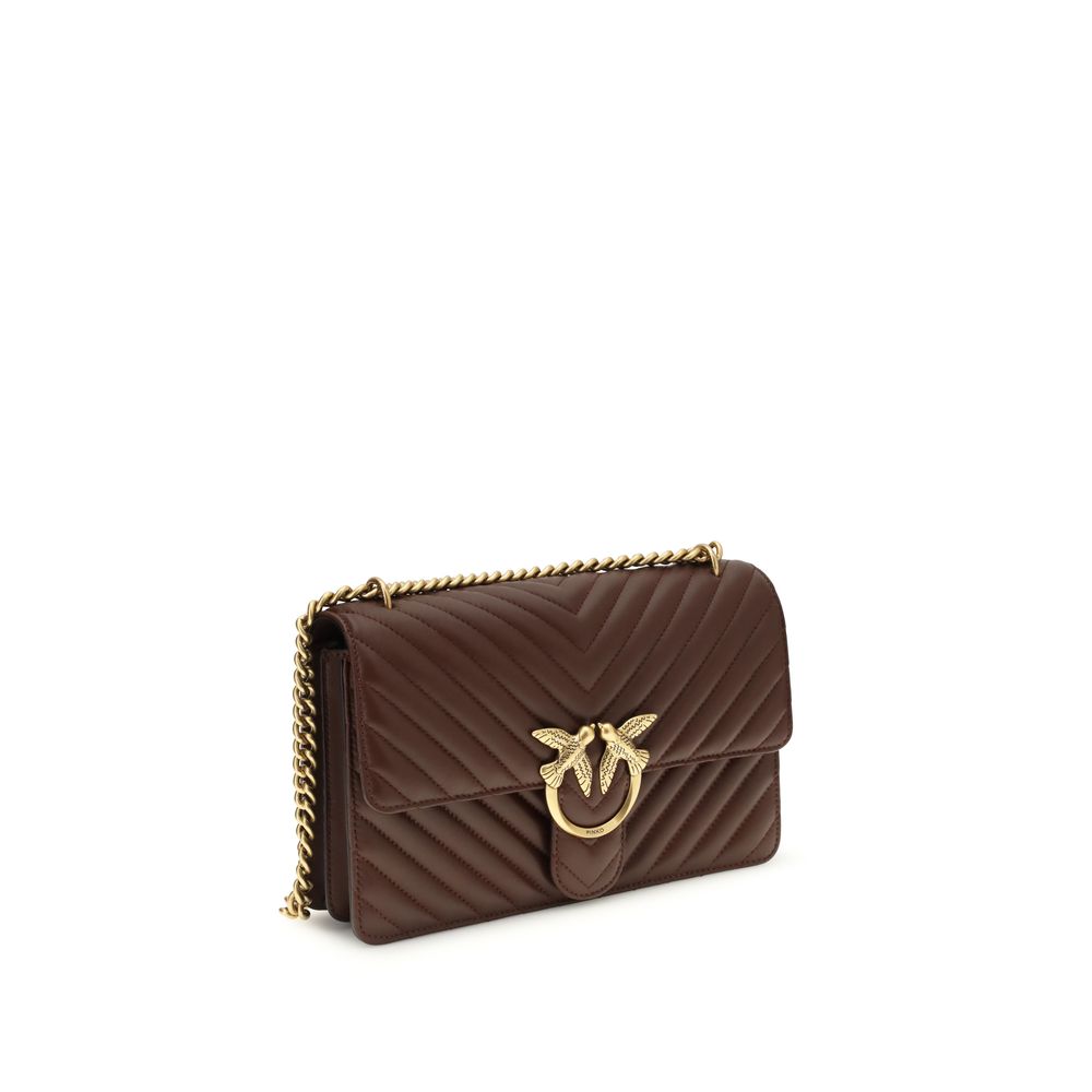 PINKO Brown Calf Leather Bos Taurus Shoulder Bag - Luxe Nova