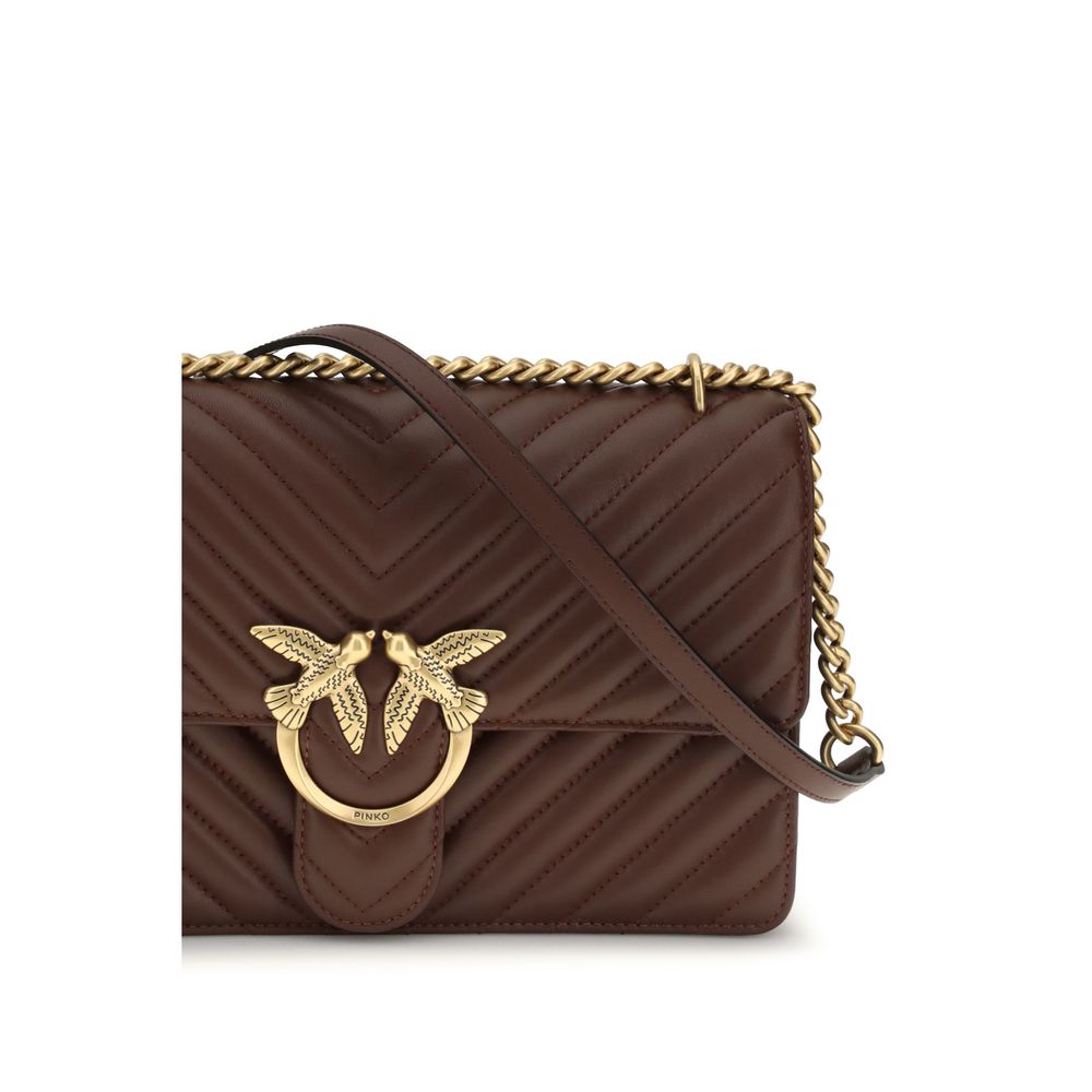PINKO Brown Calf Leather Bos Taurus Shoulder Bag - Luxe Nova