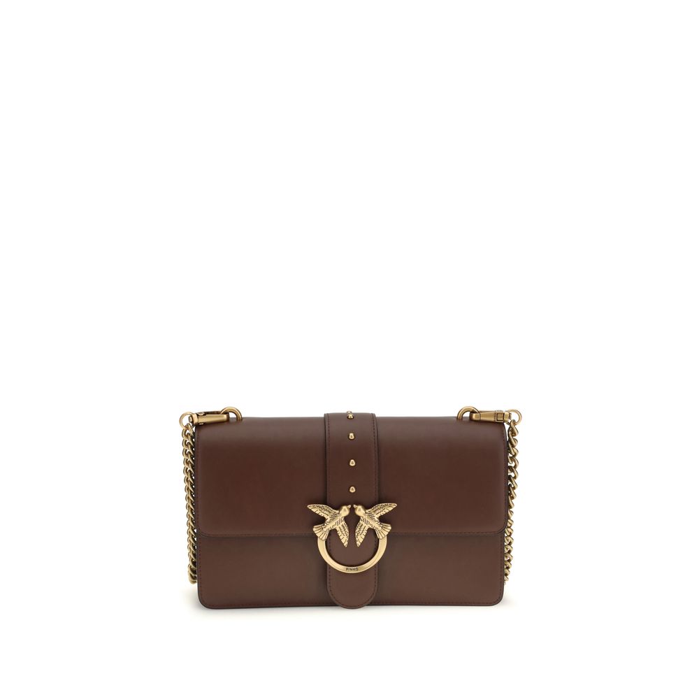 PINKO Brown Calf Leather Bos Taurus Shoulder Bag - Luxe Nova