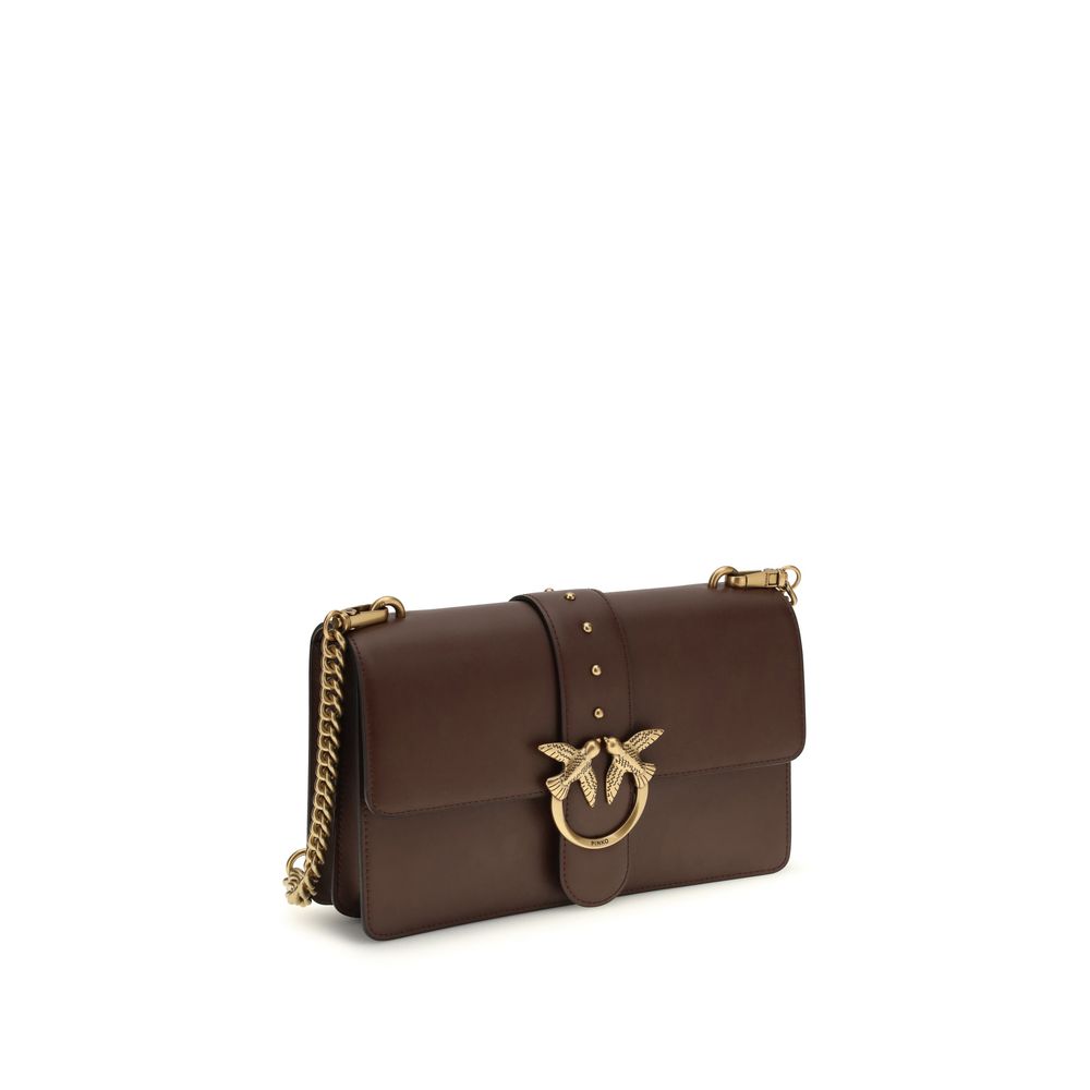 PINKO Brown Calf Leather Bos Taurus Shoulder Bag - Luxe Nova