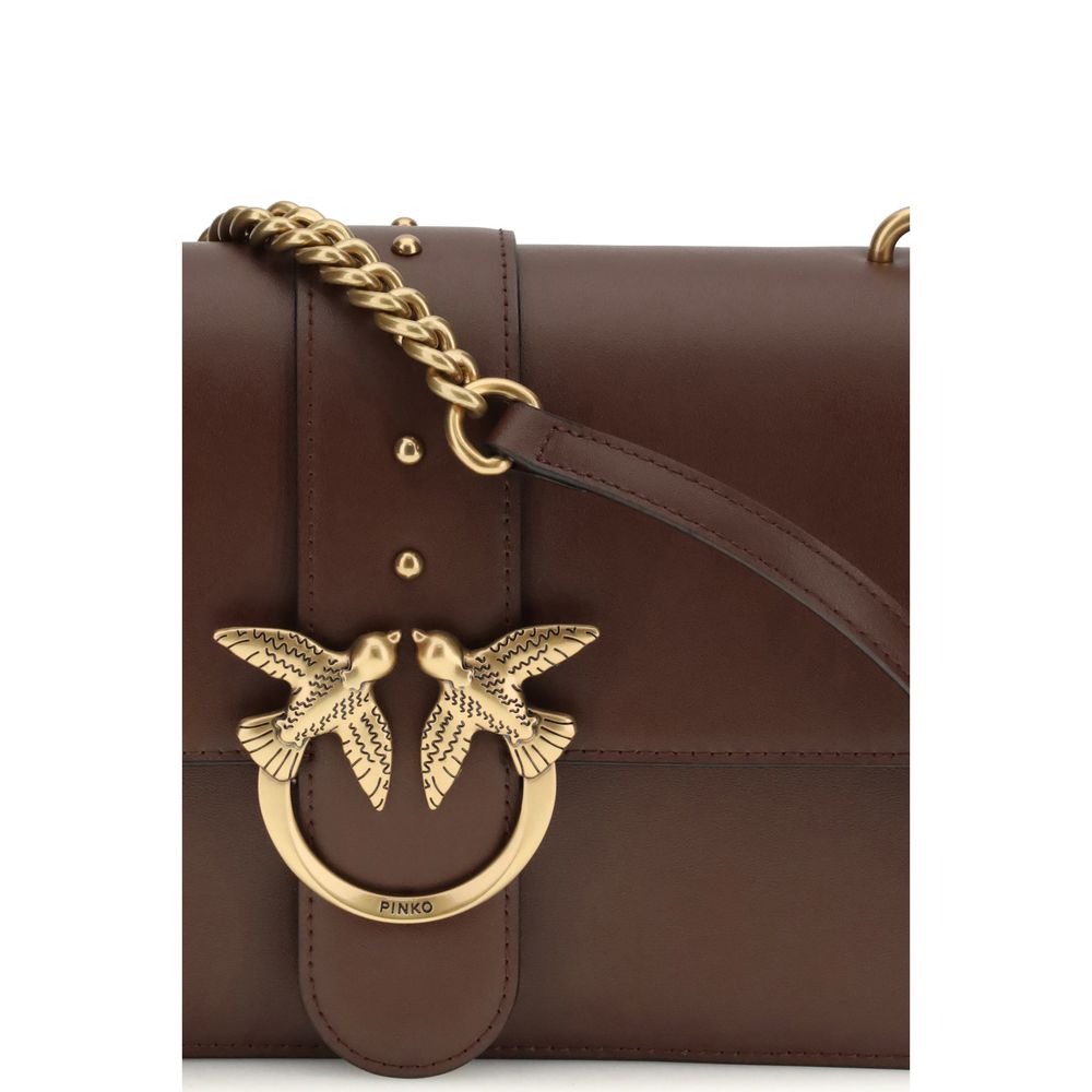 PINKO Brown Calf Leather Bos Taurus Shoulder Bag - Luxe Nova