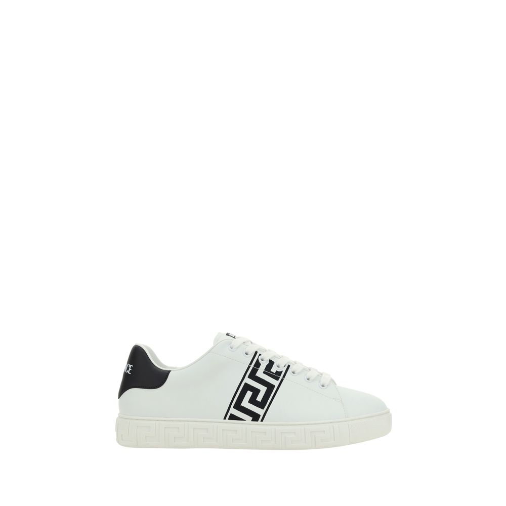 Versace White Calf Leather Bos Taurus Low Top Sneakers - Luxe Nova